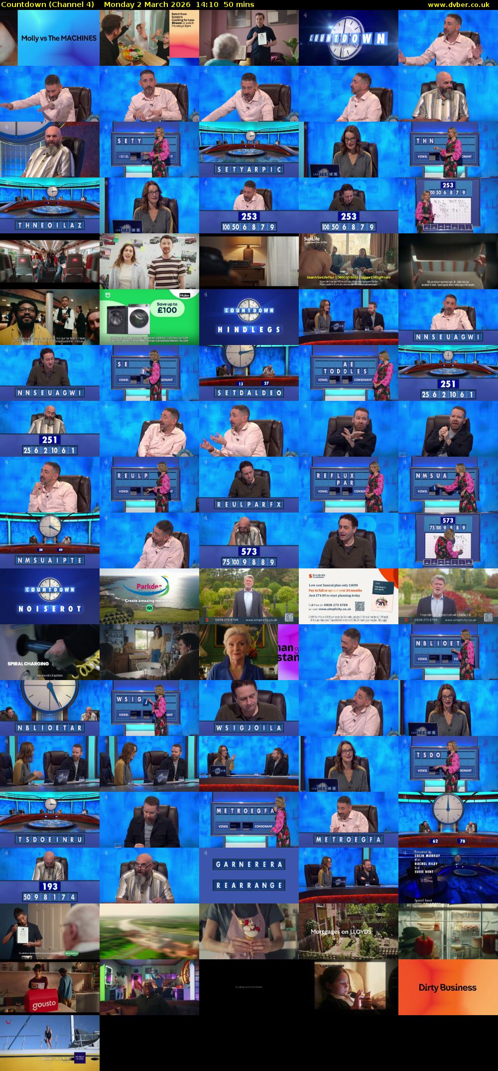 Countdown (Channel 4) Monday 2 March 2026 14:10 - 15:00