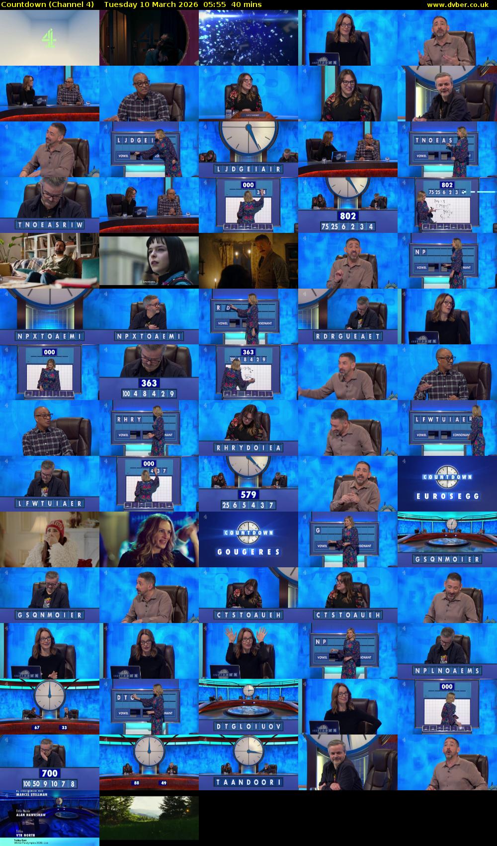 Countdown (Channel 4) Tuesday 10 March 2026 05:55 - 06:35