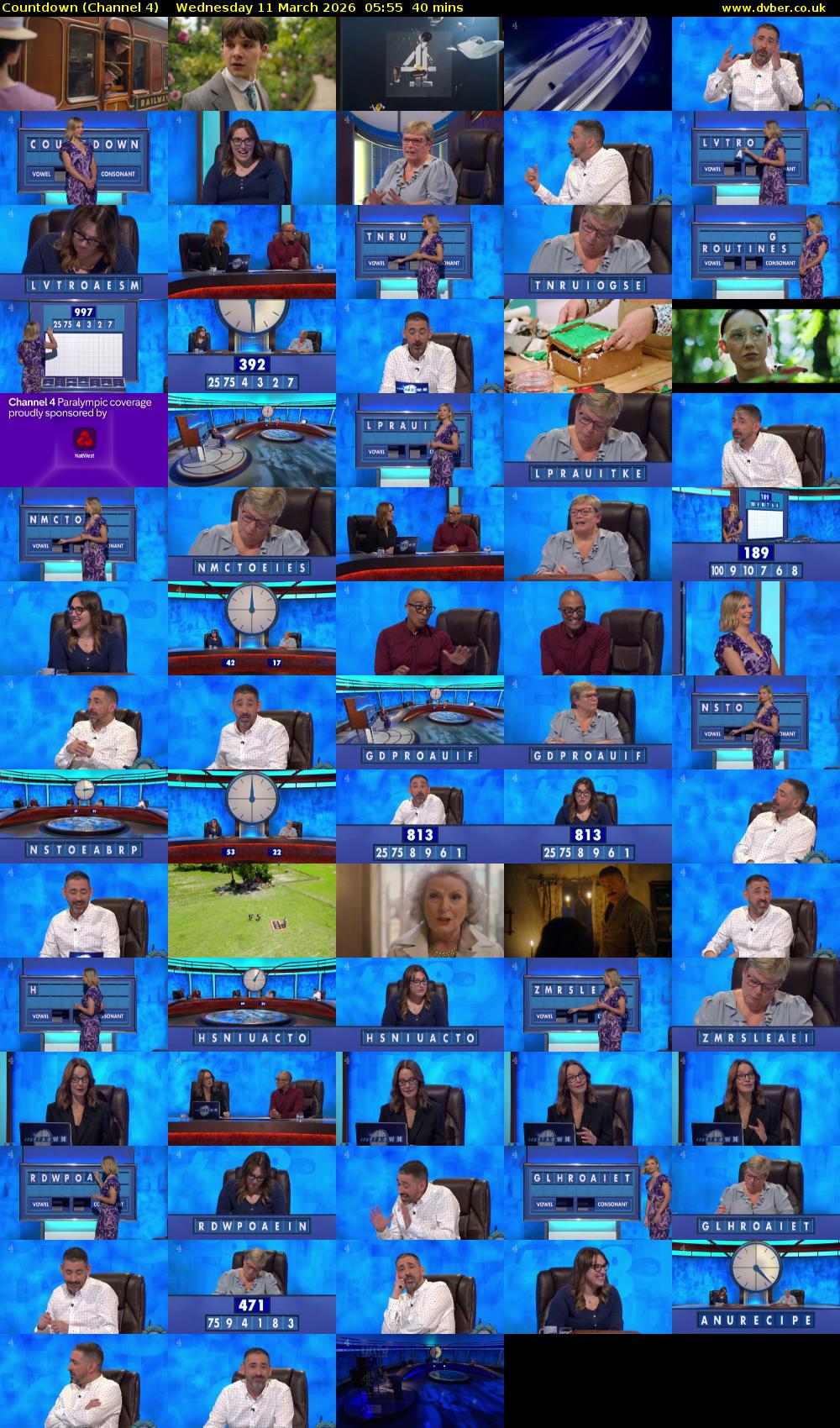 Countdown (Channel 4) Wednesday 11 March 2026 05:55 - 06:35