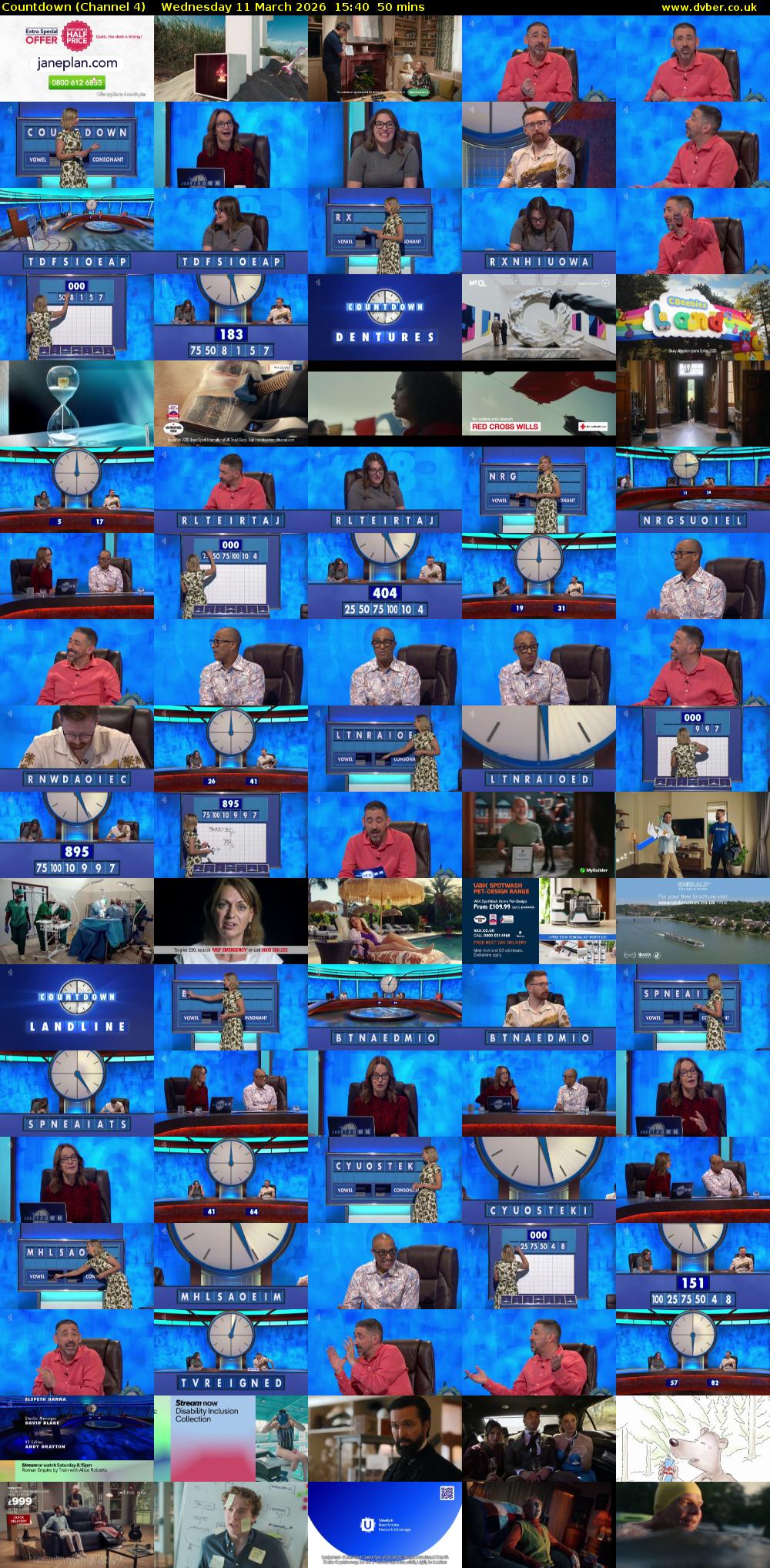 Countdown (Channel 4) Wednesday 11 March 2026 15:40 - 16:30