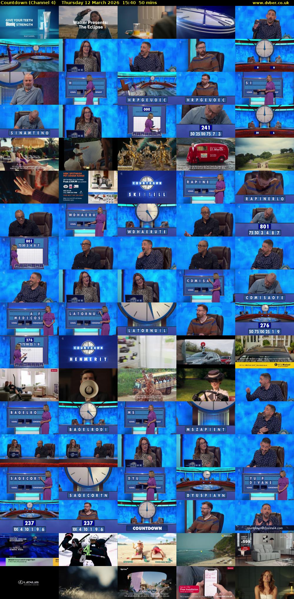 Countdown (Channel 4) Thursday 12 March 2026 15:40 - 16:30