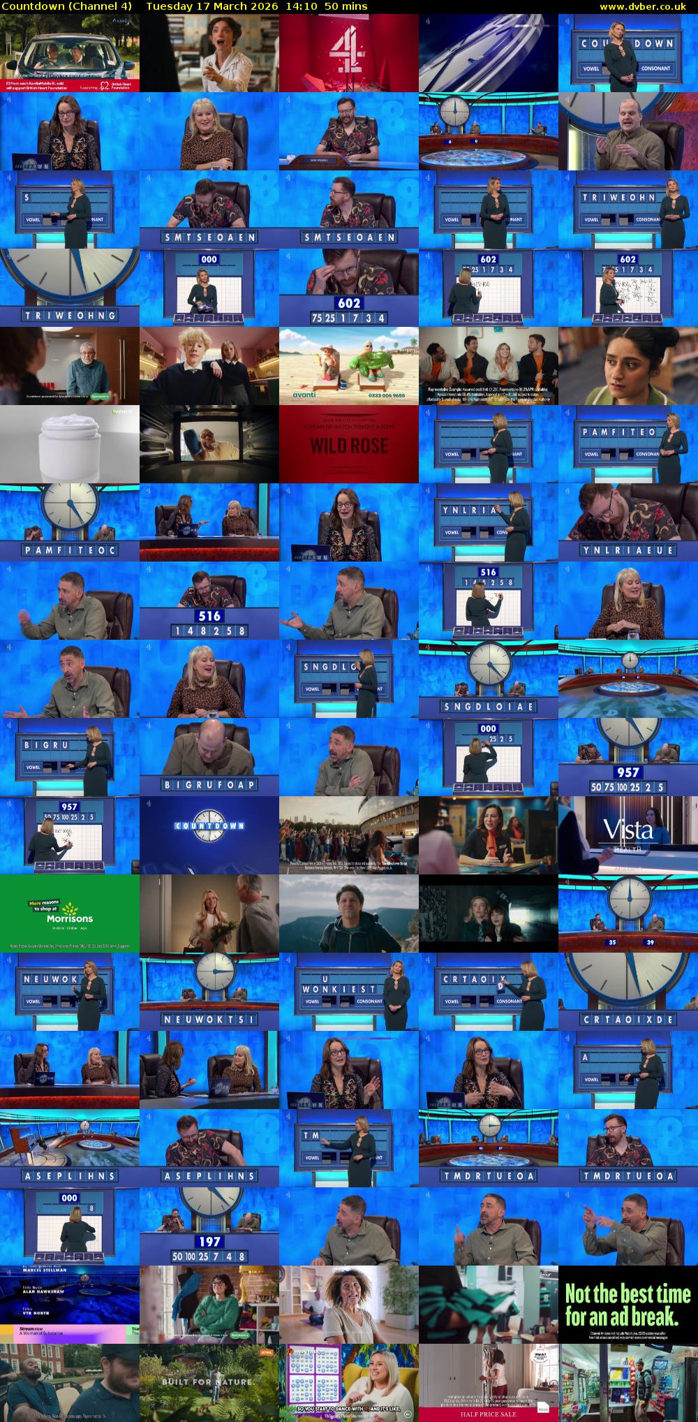 Countdown (Channel 4) Tuesday 17 March 2026 14:10 - 15:00