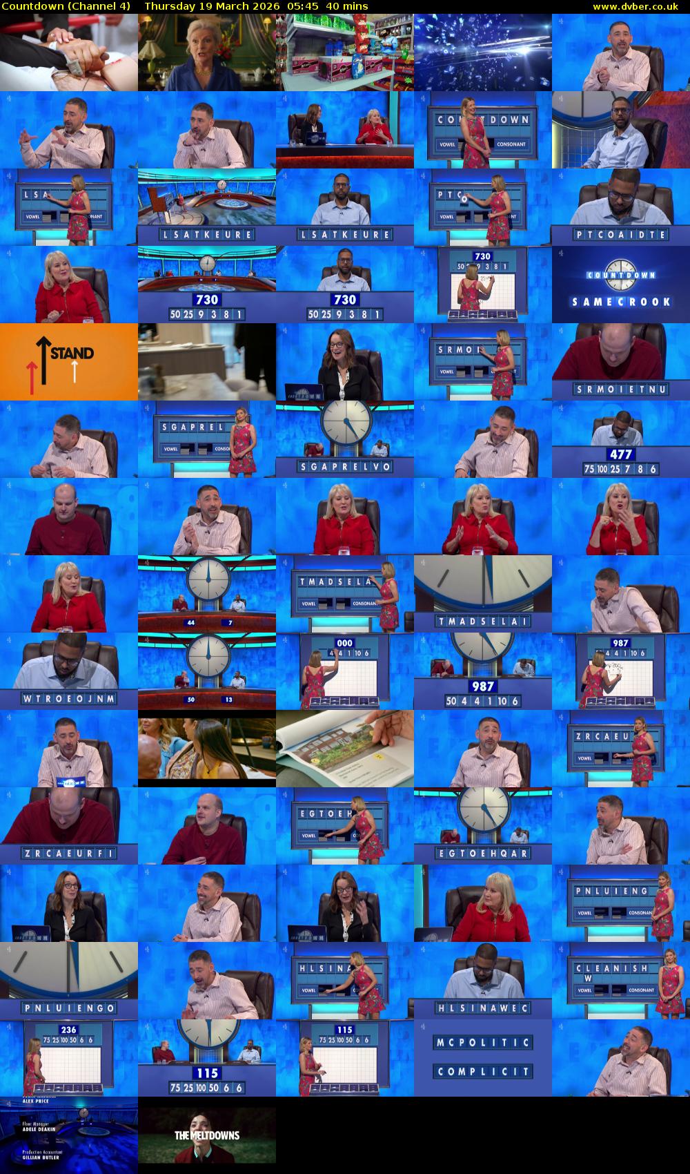 Countdown (Channel 4) Thursday 19 March 2026 05:45 - 06:25