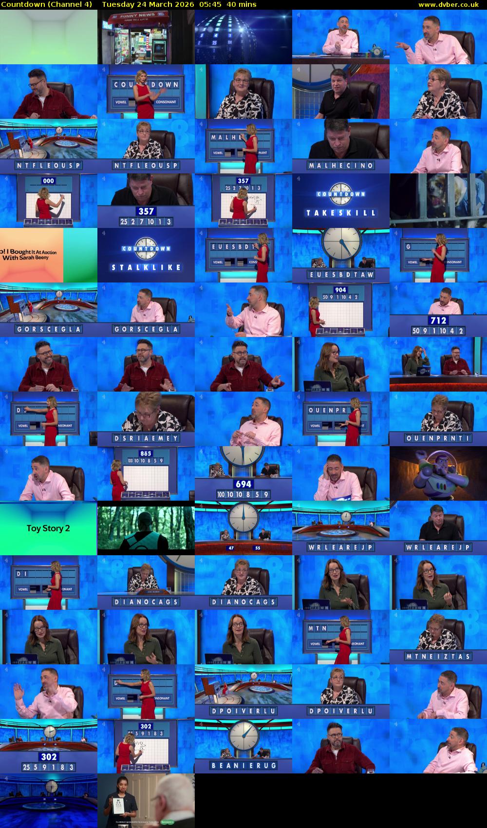 Countdown (Channel 4) Tuesday 24 March 2026 05:45 - 06:25