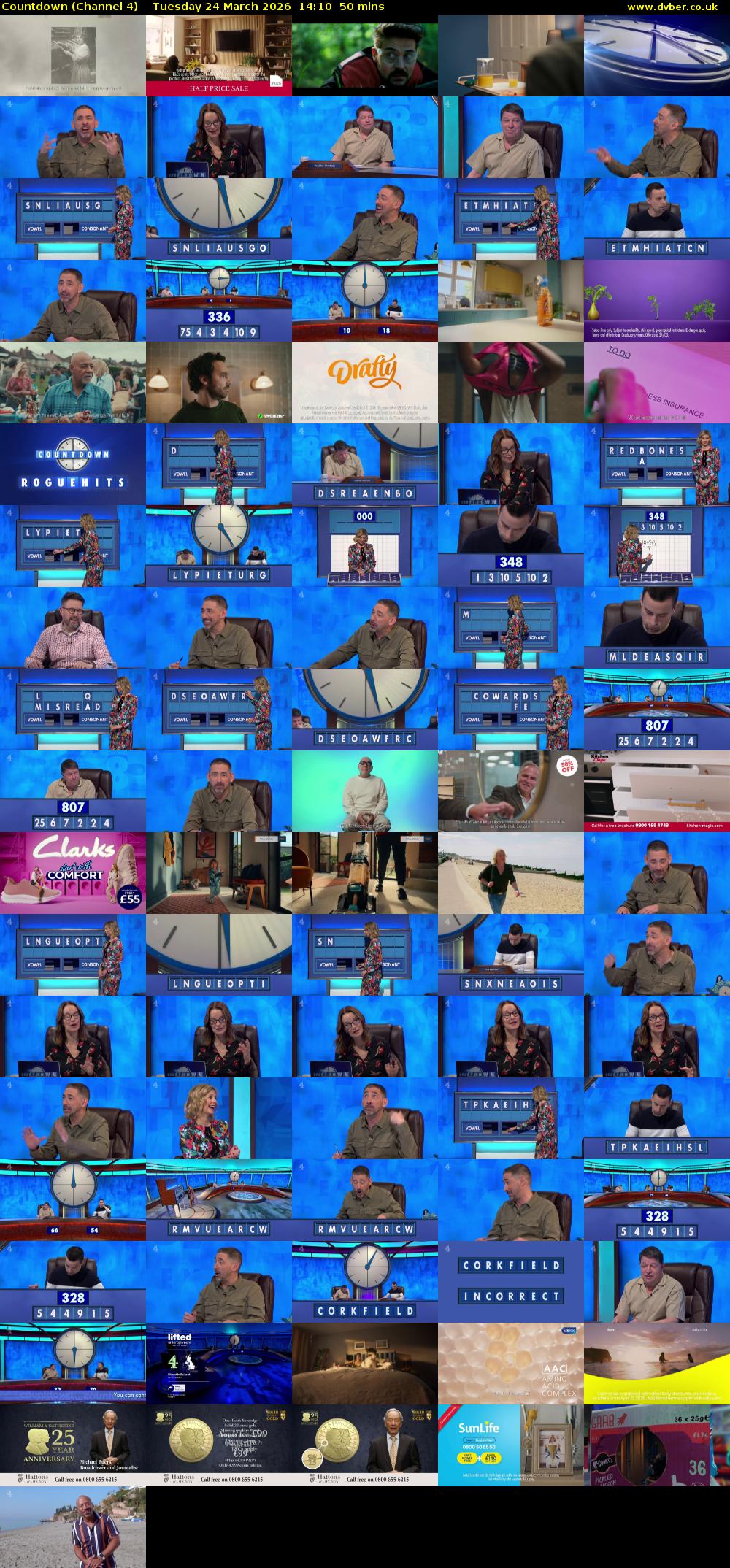 Countdown (Channel 4) Tuesday 24 March 2026 14:10 - 15:00