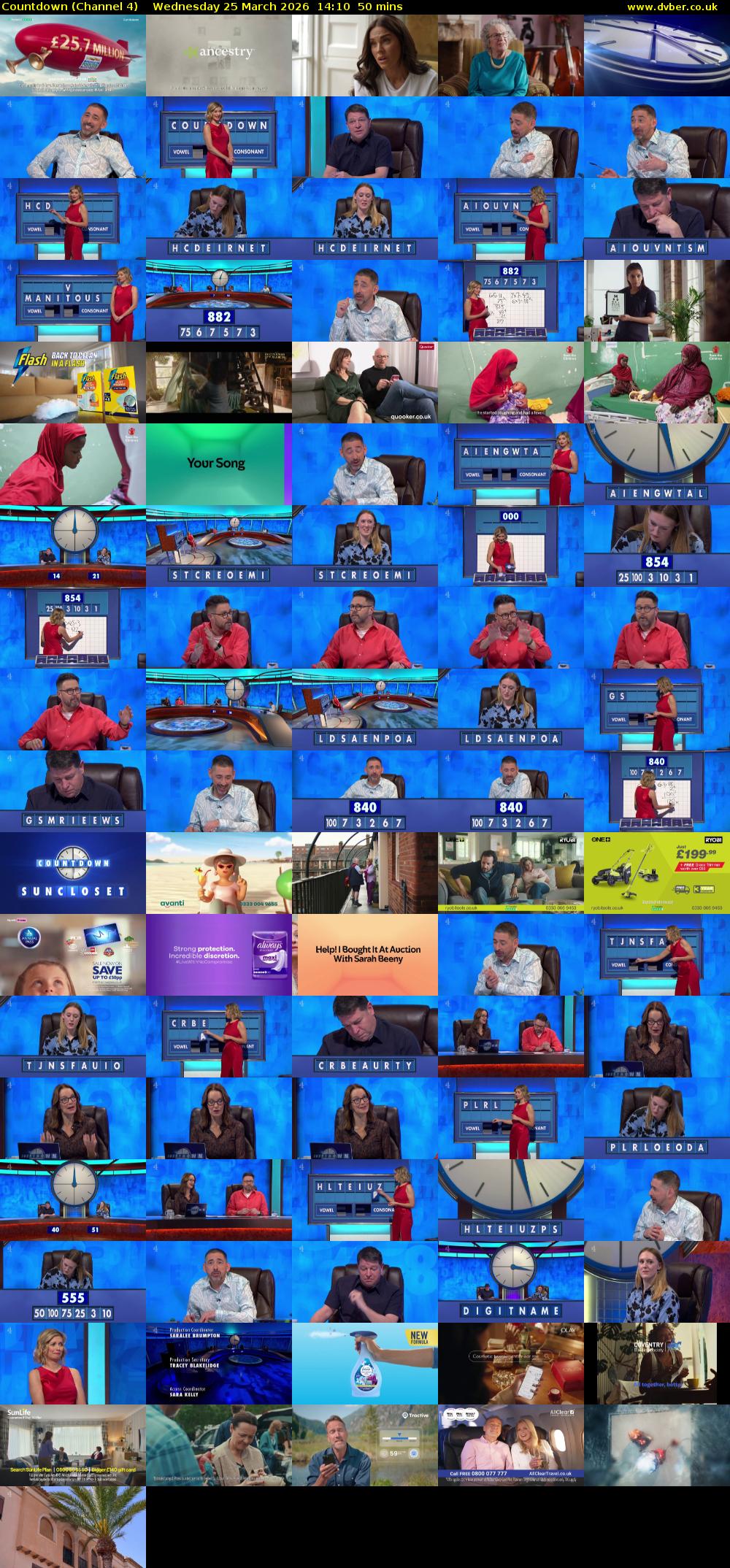 Countdown (Channel 4) Wednesday 25 March 2026 14:10 - 15:00