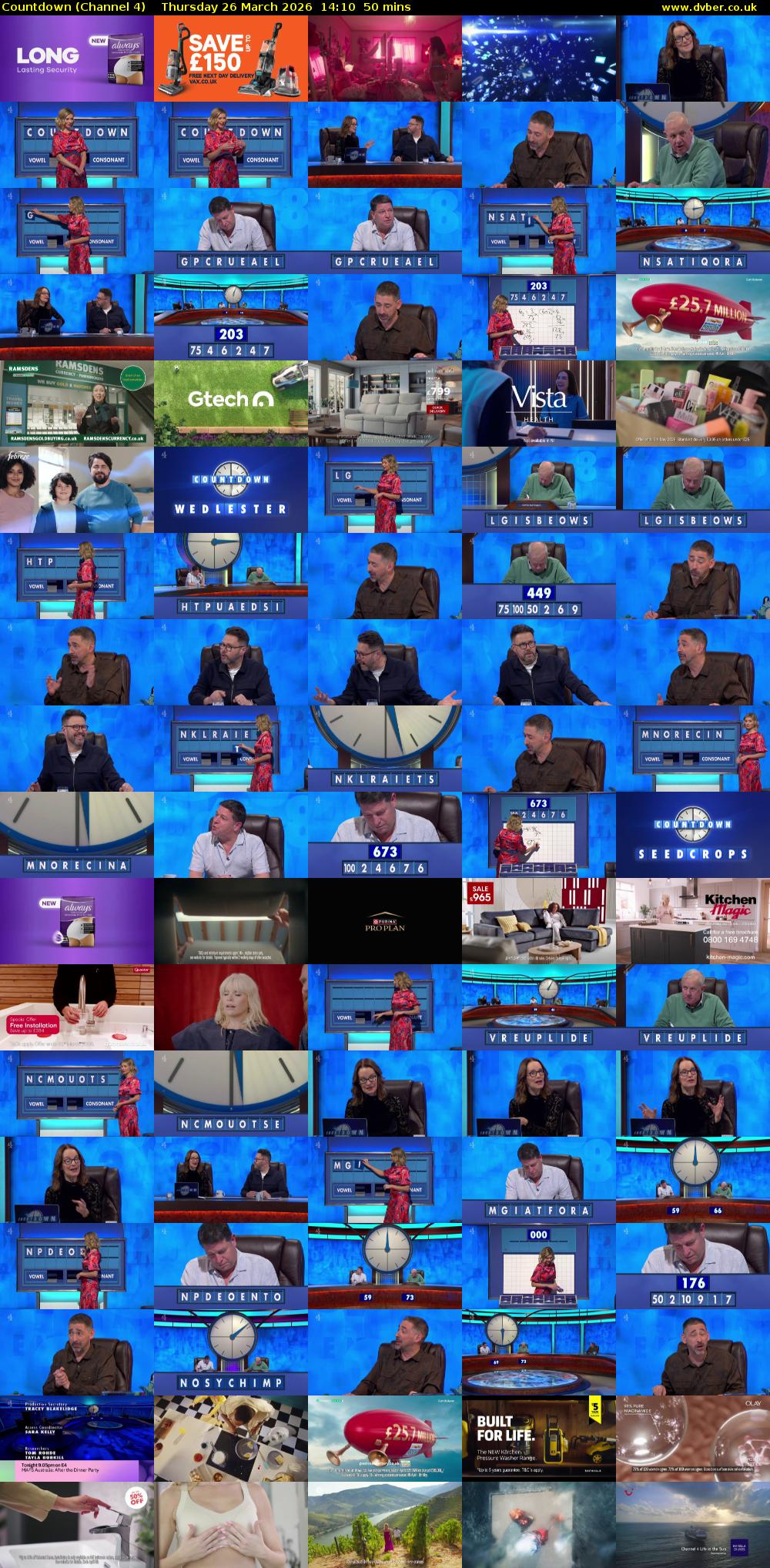 Countdown (Channel 4) Thursday 26 March 2026 14:10 - 15:00