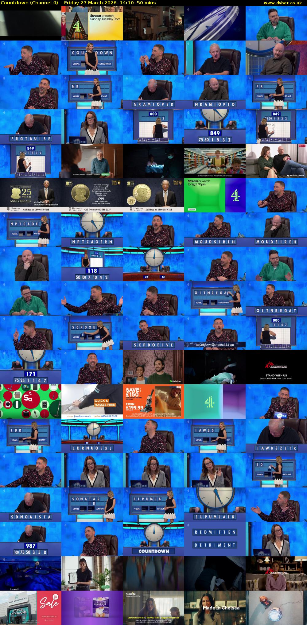 Countdown (Channel 4) Friday 27 March 2026 14:10 - 15:00