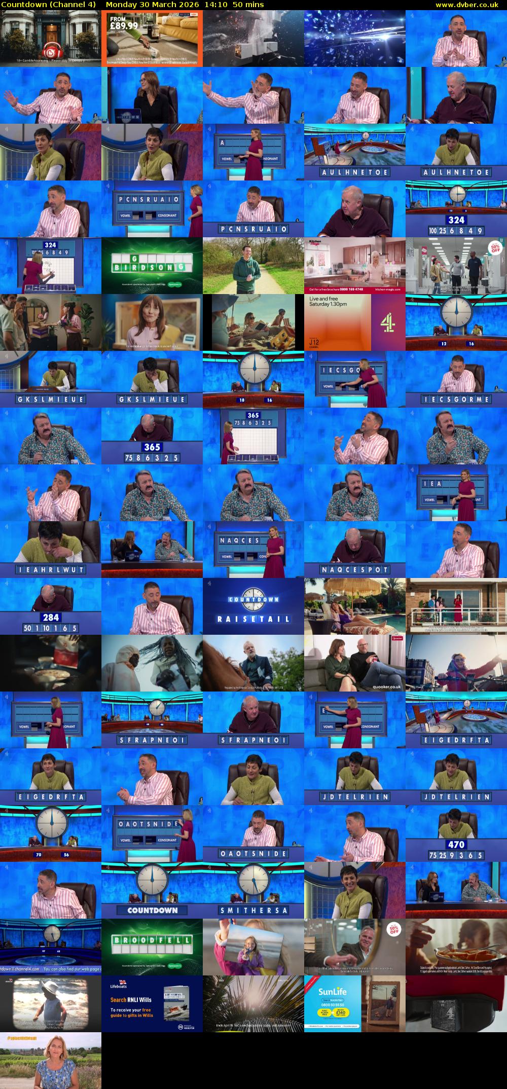 Countdown (Channel 4) Monday 30 March 2026 14:10 - 15:00