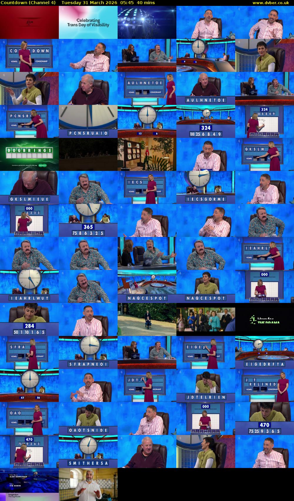 Countdown (Channel 4) Tuesday 31 March 2026 05:45 - 06:25