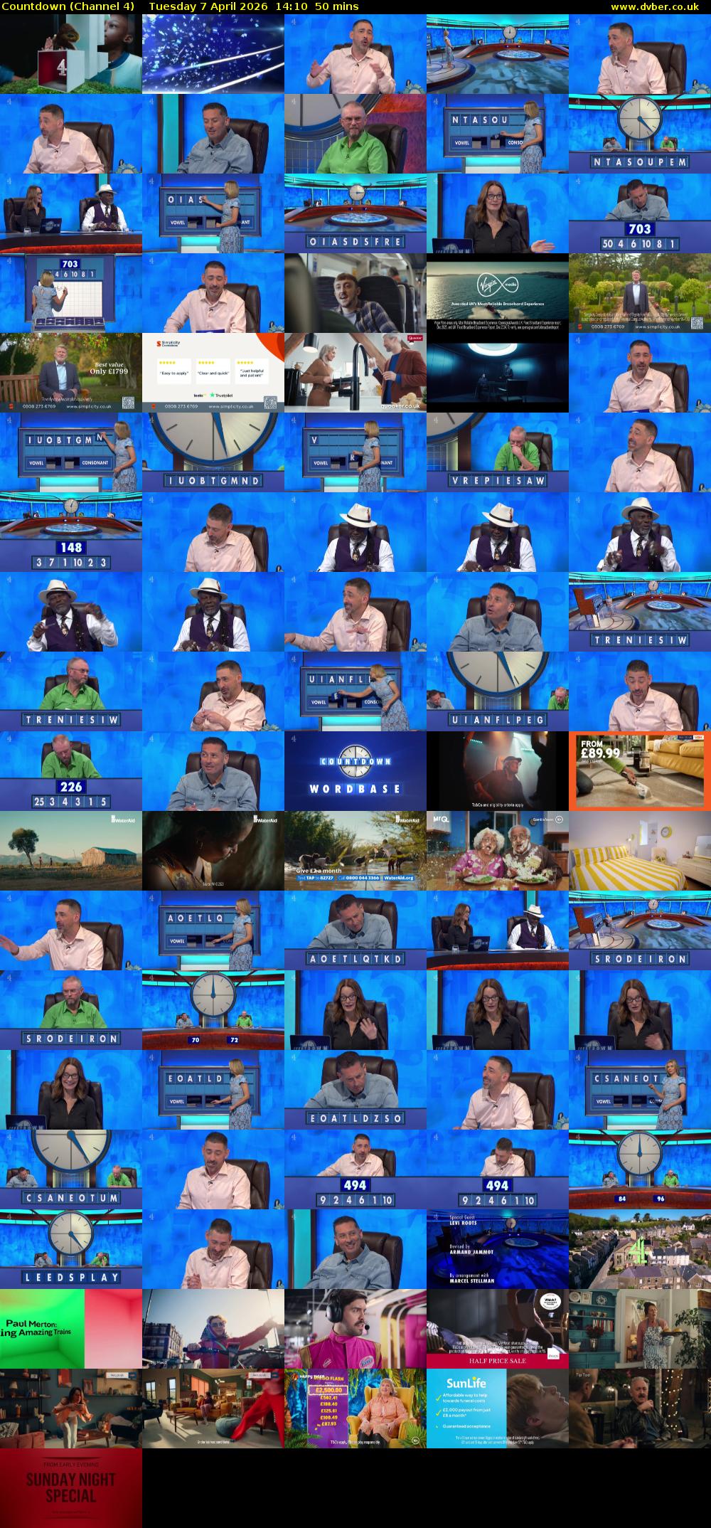 Countdown (Channel 4) Tuesday 7 April 2026 14:10 - 15:00