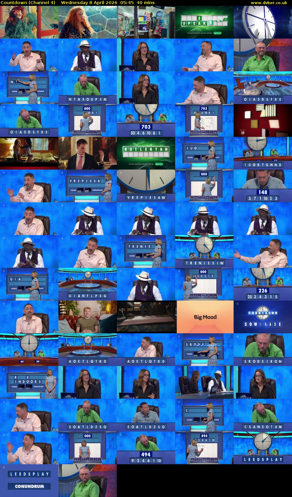 Countdown (Channel 4) Wednesday 8 April 2026 05:45 - 06:25