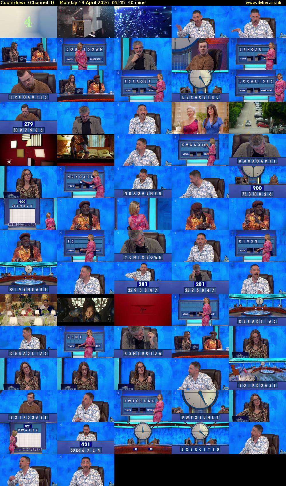Countdown (Channel 4) Monday 13 April 2026 05:45 - 06:25