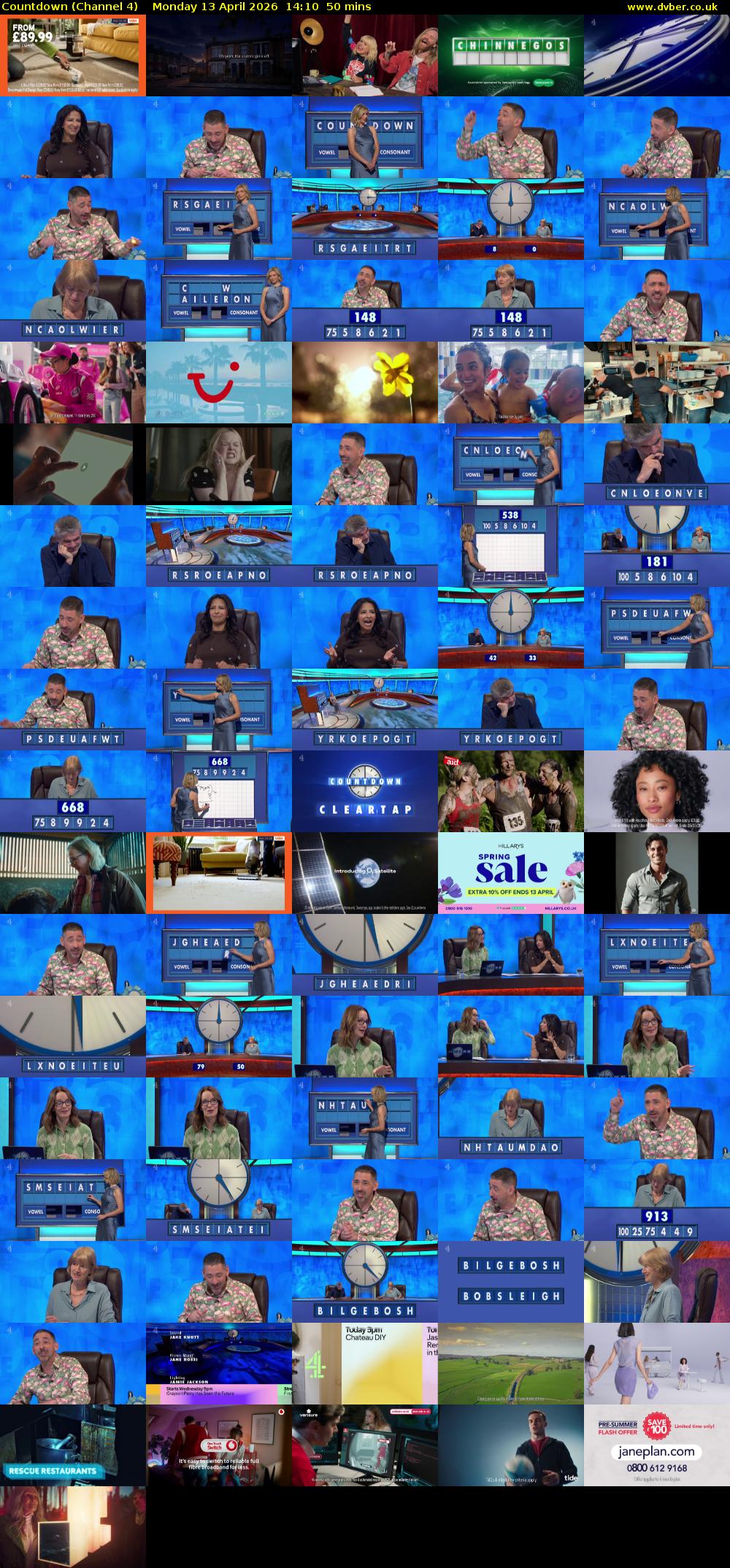 Countdown (Channel 4) Monday 13 April 2026 14:10 - 15:00