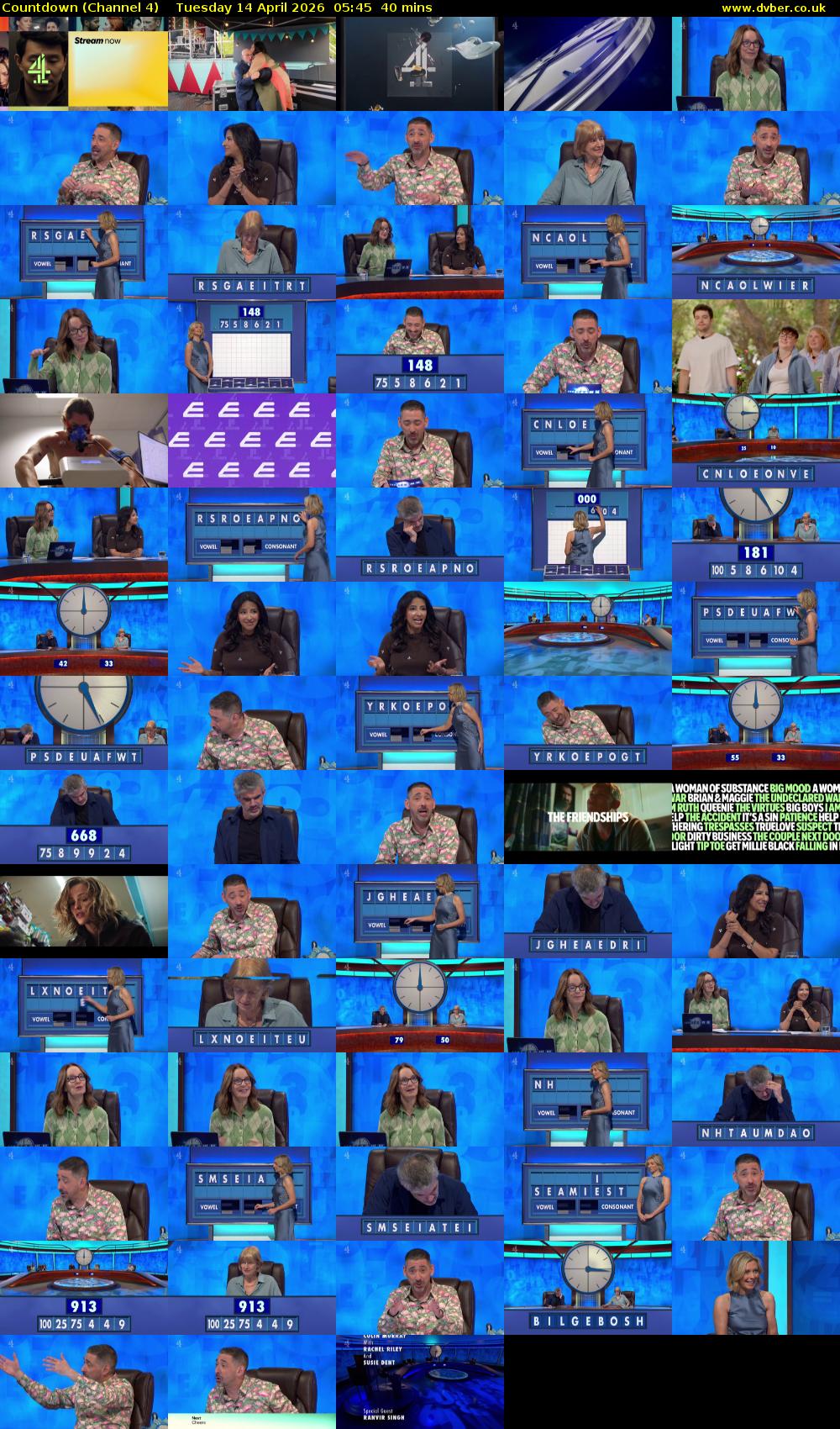 Countdown (Channel 4) Tuesday 14 April 2026 05:45 - 06:25