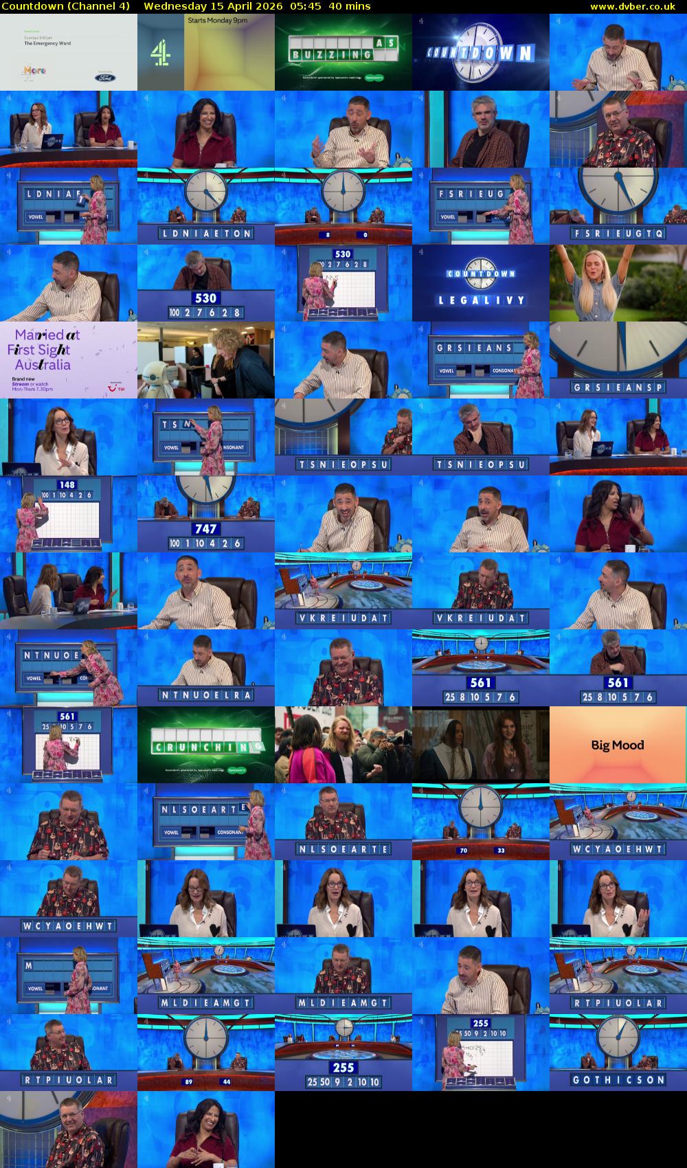 Countdown (Channel 4) Wednesday 15 April 2026 05:45 - 06:25