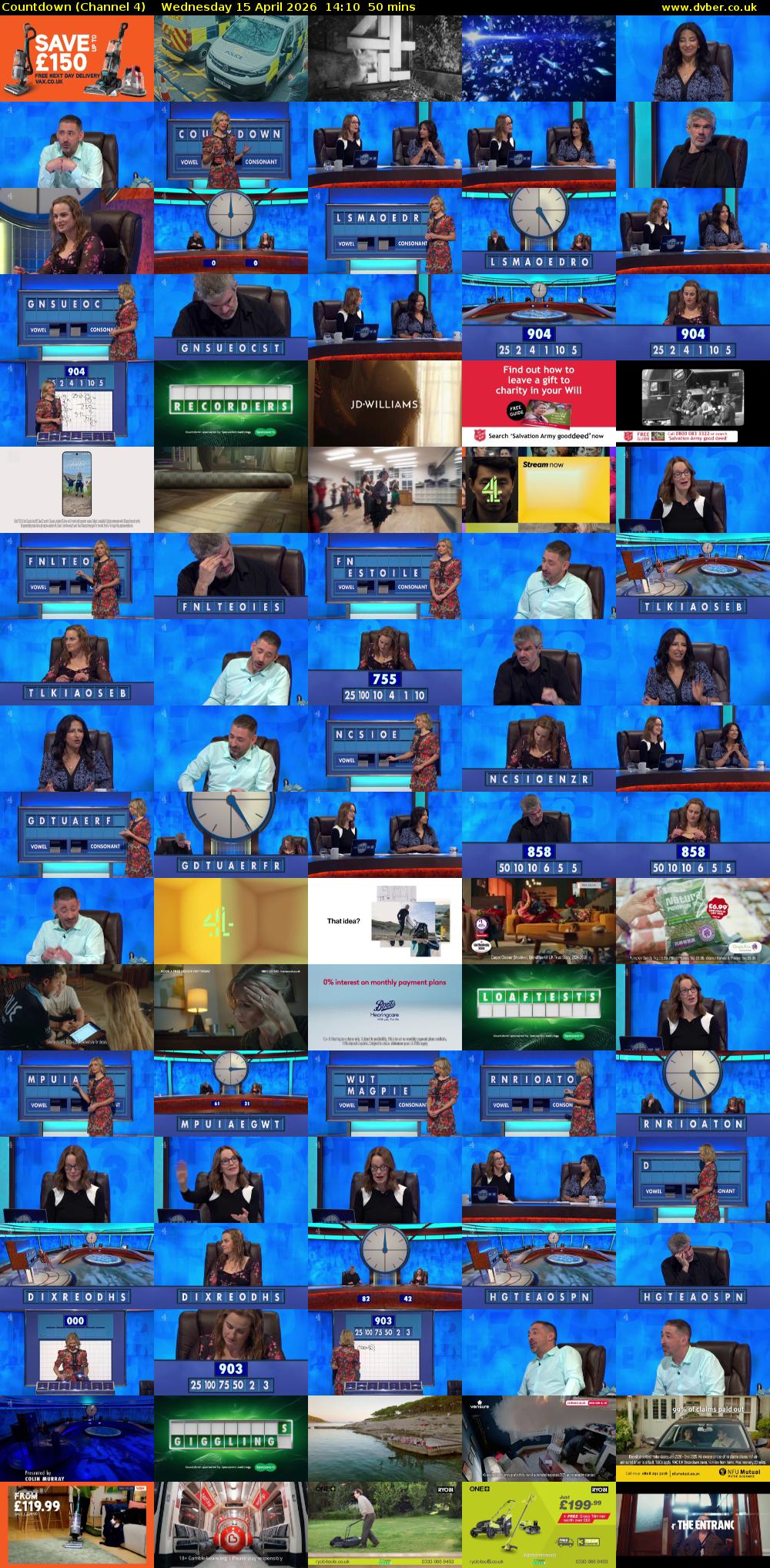 Countdown (Channel 4) Wednesday 15 April 2026 14:10 - 15:00