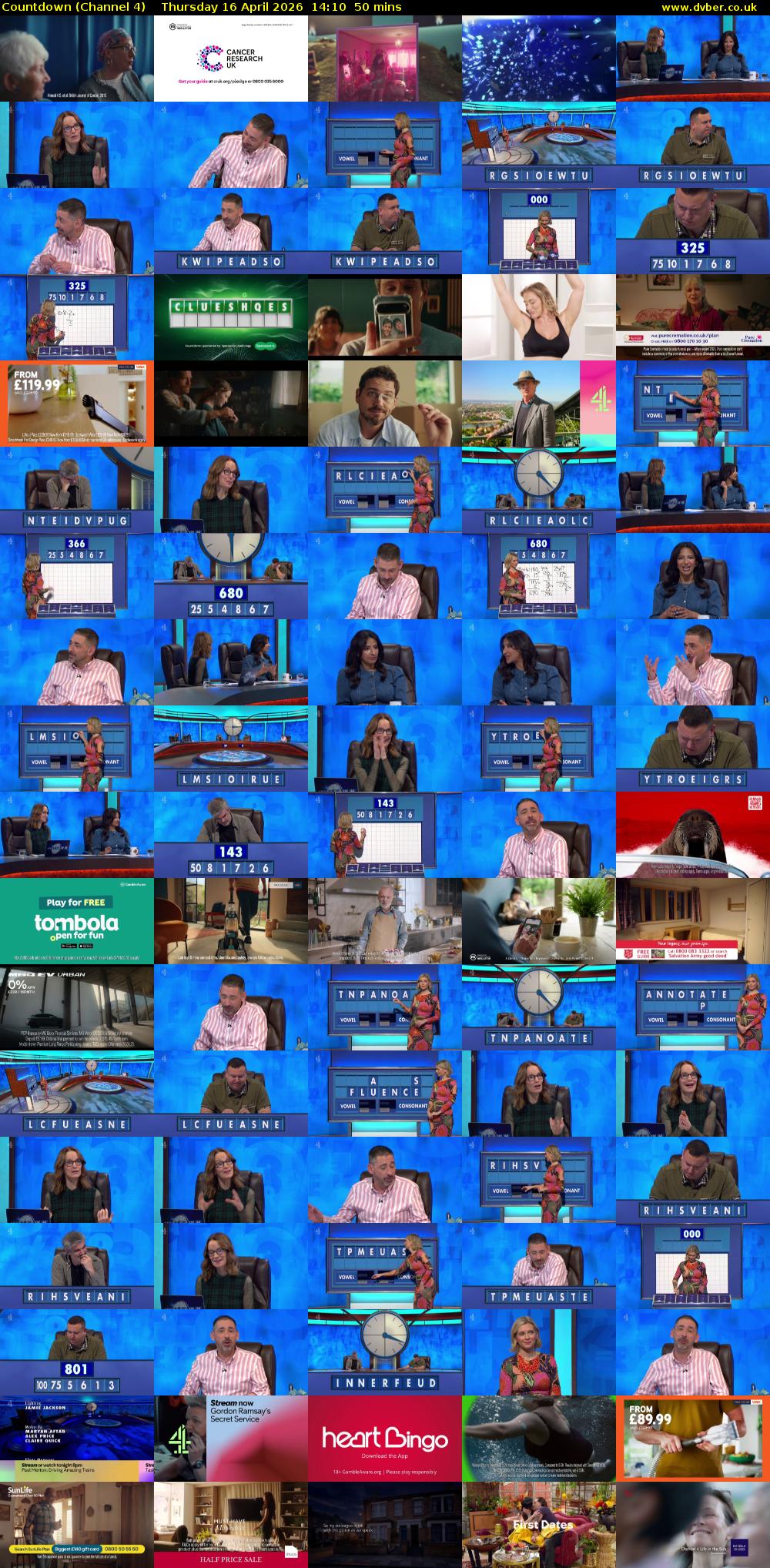 Countdown (Channel 4) Thursday 16 April 2026 14:10 - 15:00