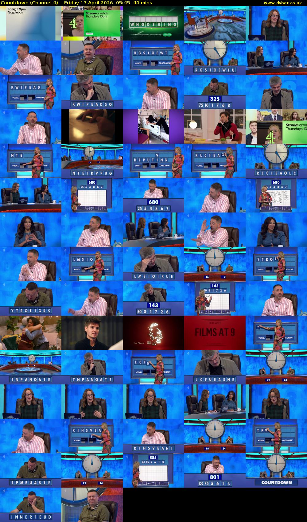 Countdown (Channel 4) Friday 17 April 2026 05:45 - 06:25
