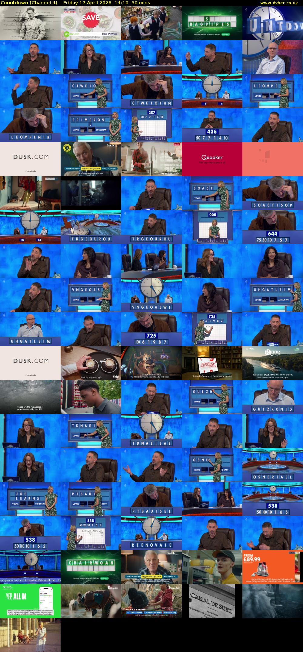 Countdown (Channel 4) Friday 17 April 2026 14:10 - 15:00