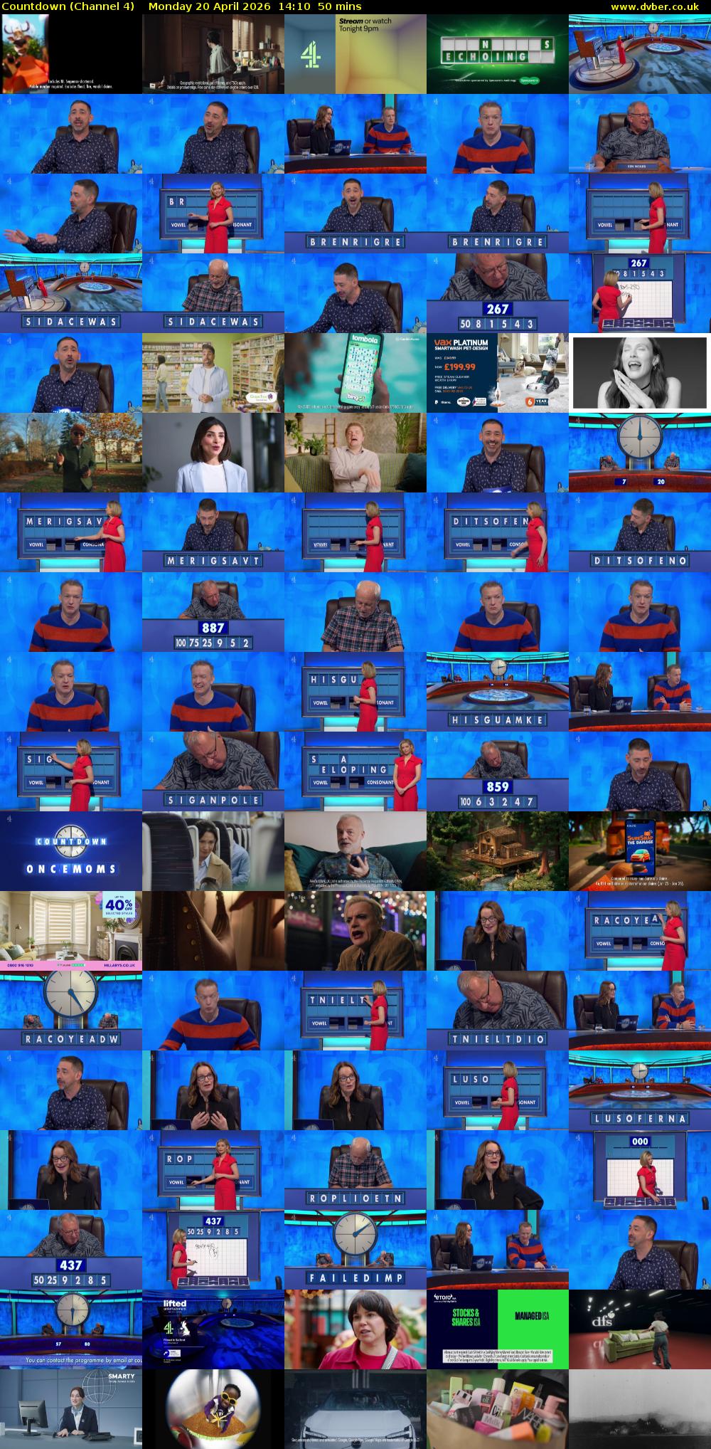 Countdown (Channel 4) Monday 20 April 2026 14:10 - 15:00