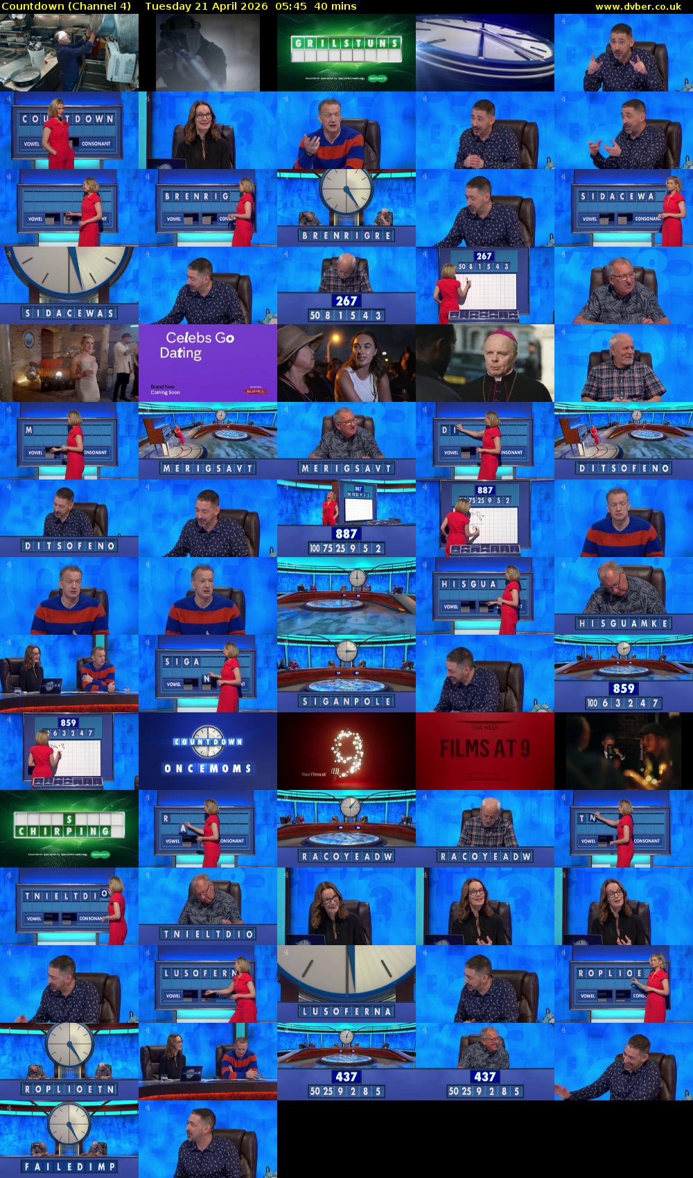 Countdown (Channel 4) Tuesday 21 April 2026 05:45 - 06:25
