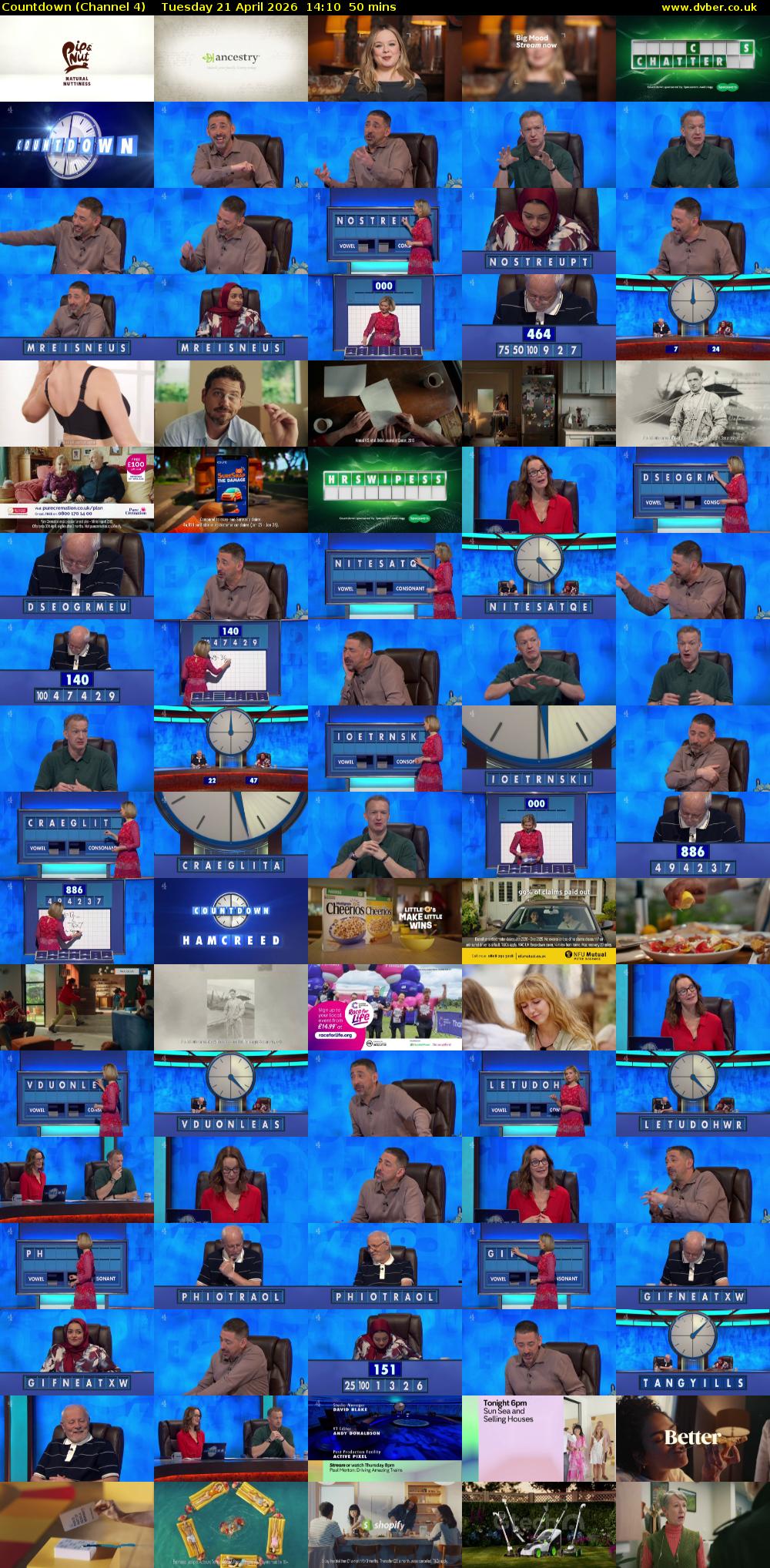 Countdown (Channel 4) Tuesday 21 April 2026 14:10 - 15:00