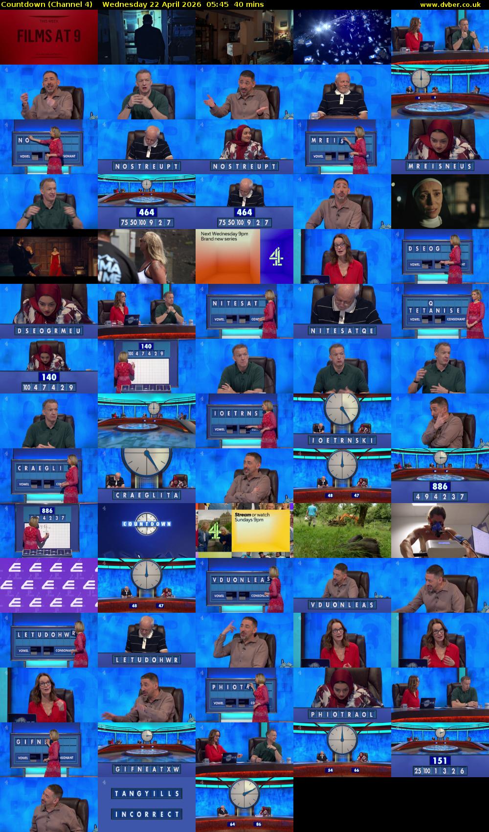 Countdown (Channel 4) Wednesday 22 April 2026 05:45 - 06:25