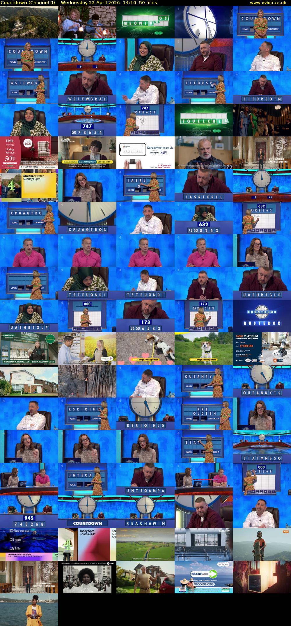 Countdown (Channel 4) Wednesday 22 April 2026 14:10 - 15:00