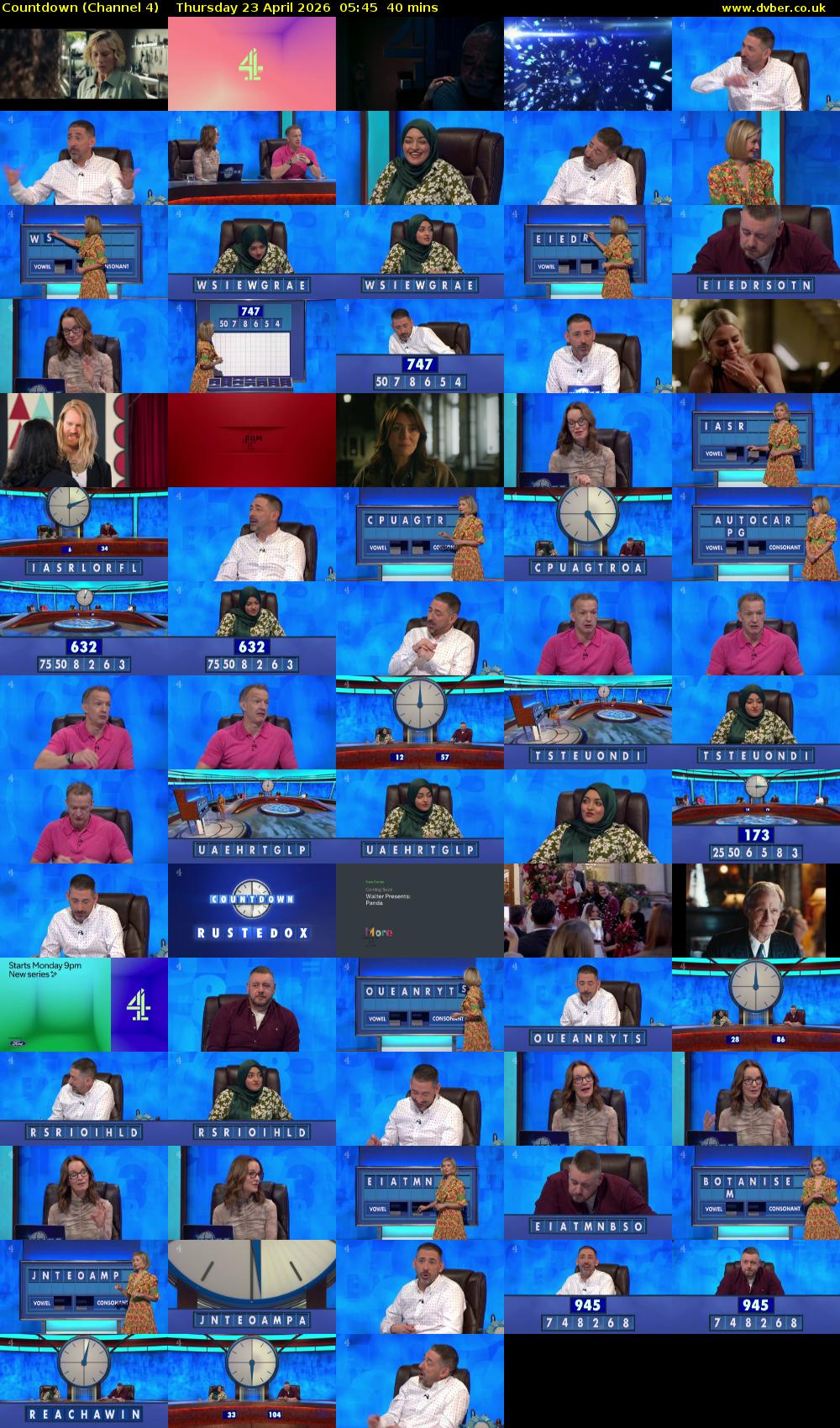 Countdown (Channel 4) Thursday 23 April 2026 05:45 - 06:25