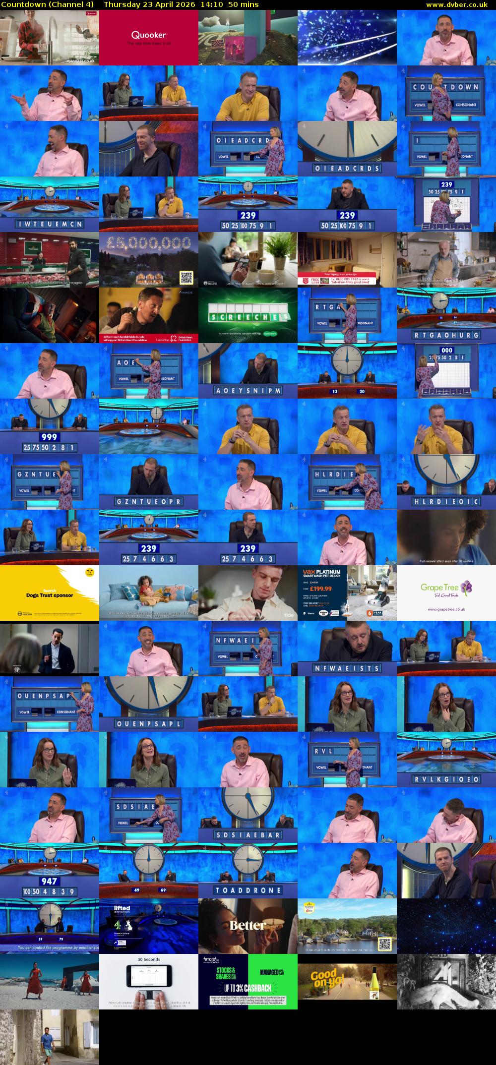 Countdown (Channel 4) Thursday 23 April 2026 14:10 - 15:00