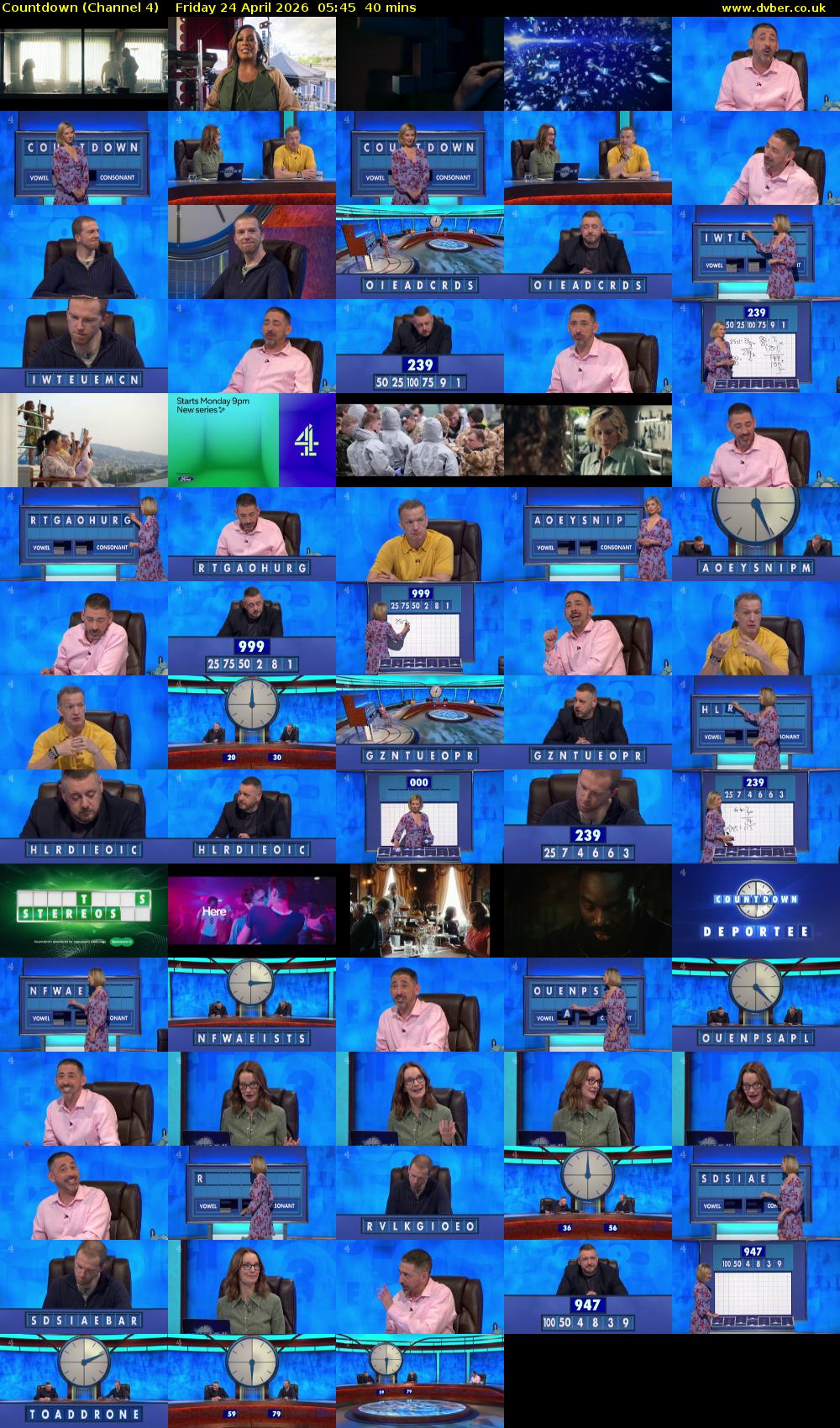 Countdown (Channel 4) Friday 24 April 2026 05:45 - 06:25