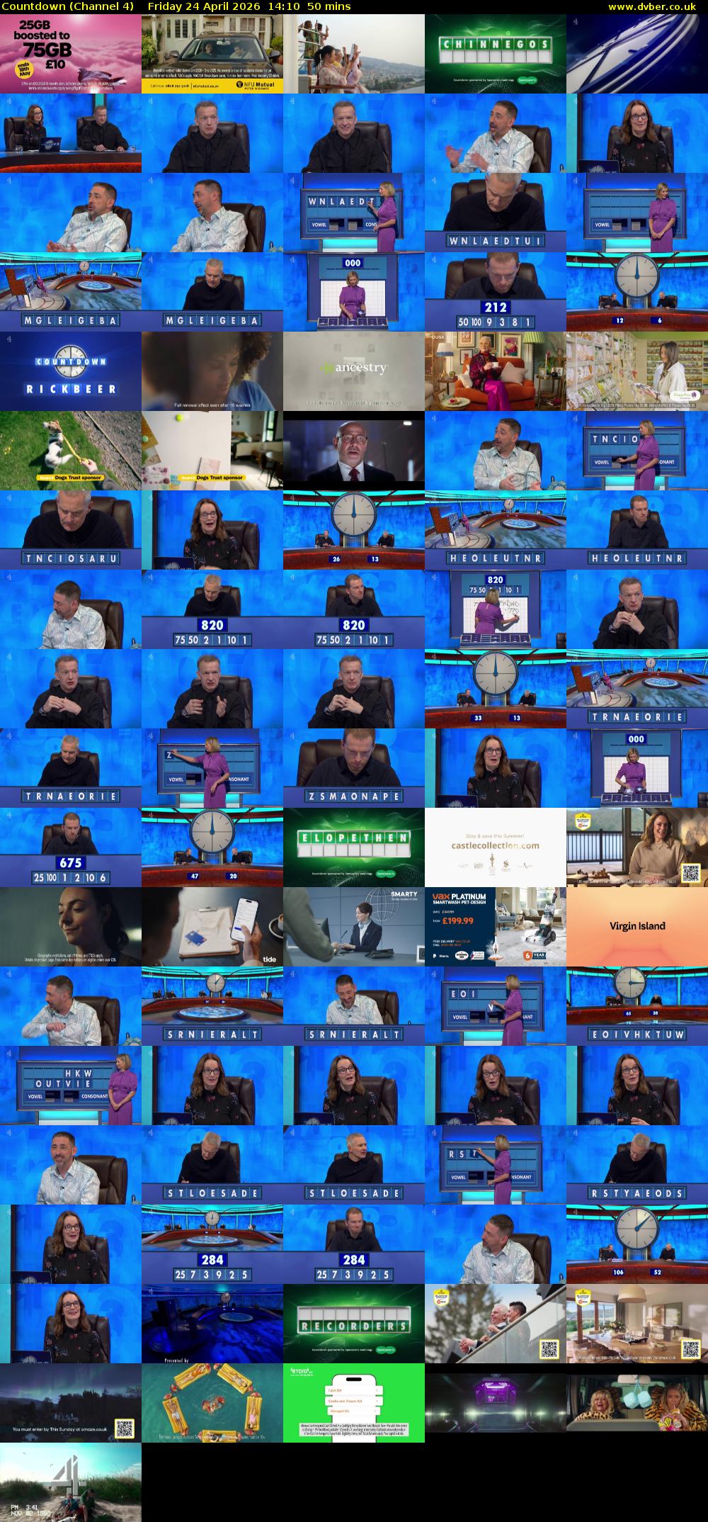 Countdown (Channel 4) Friday 24 April 2026 14:10 - 15:00