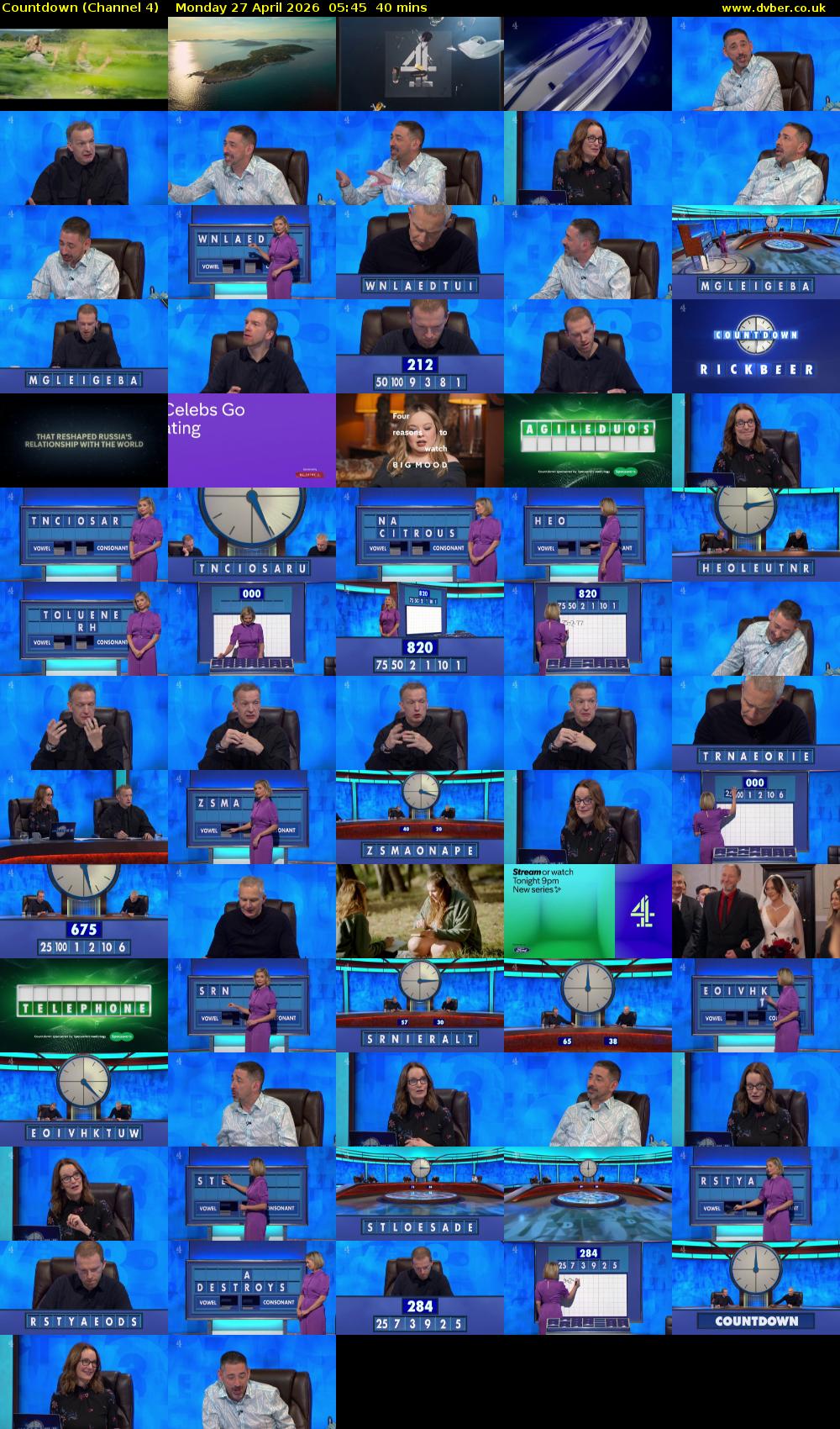Countdown (Channel 4) Monday 27 April 2026 05:45 - 06:25