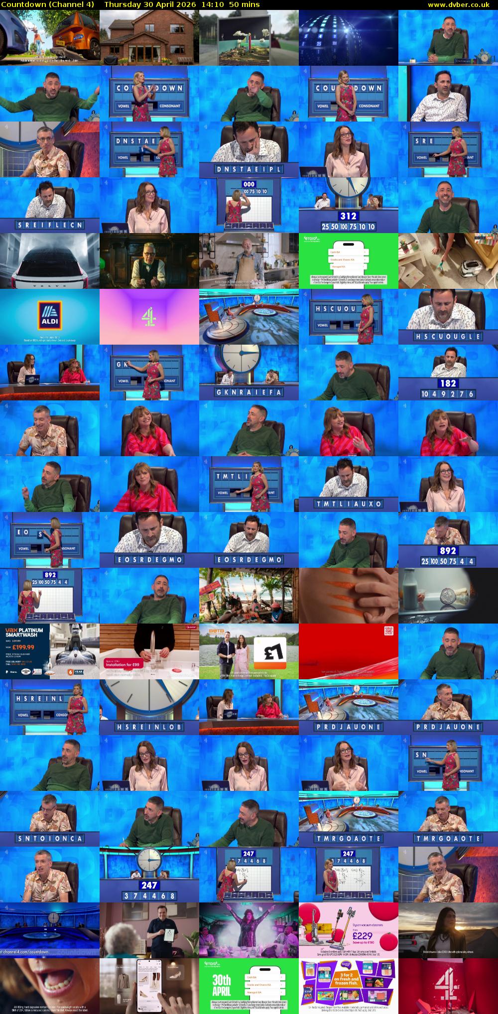 Countdown (Channel 4) Thursday 30 April 2026 14:10 - 15:00