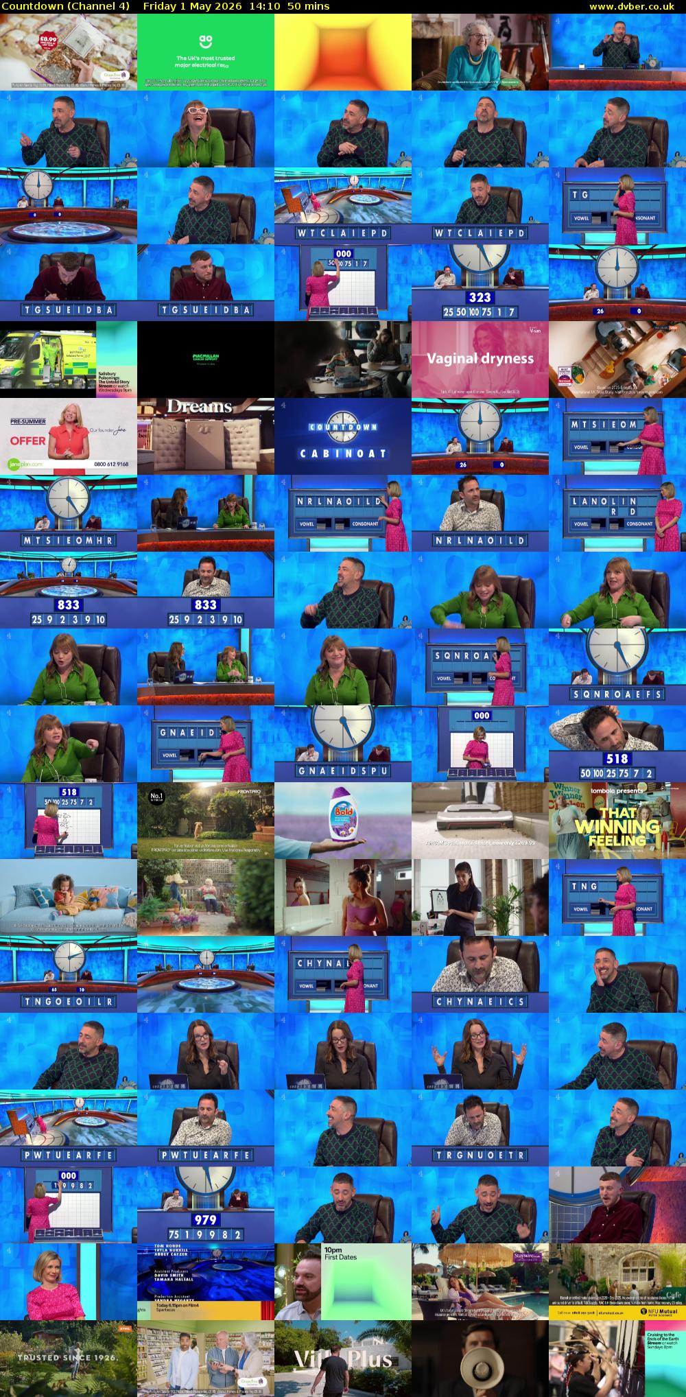 Countdown (Channel 4) Friday 1 May 2026 14:10 - 15:00