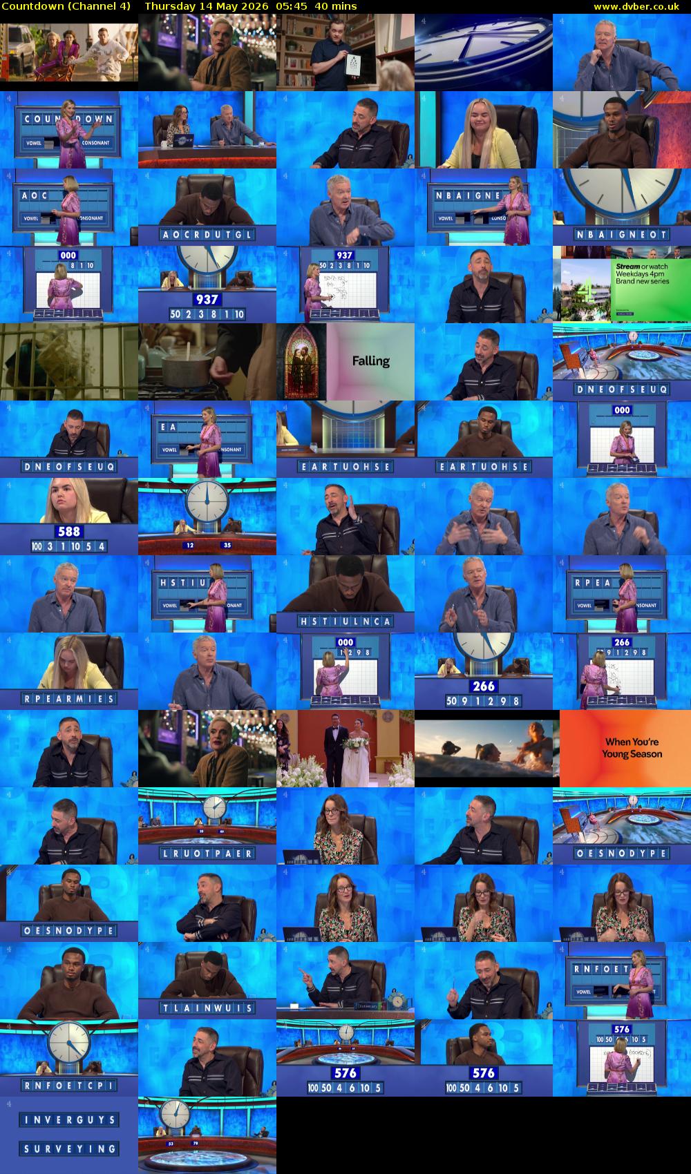 Countdown (Channel 4) Thursday 14 May 2026 05:45 - 06:25