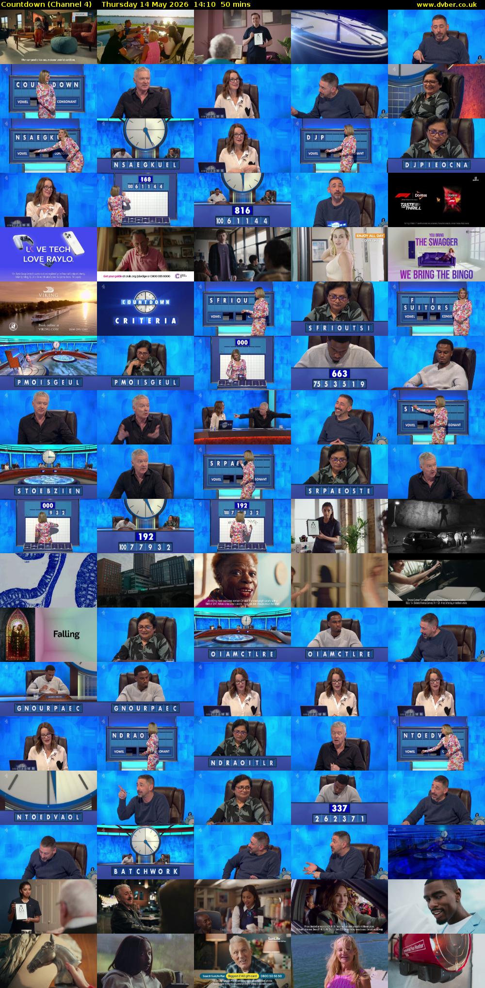 Countdown (Channel 4) Thursday 14 May 2026 14:10 - 15:00