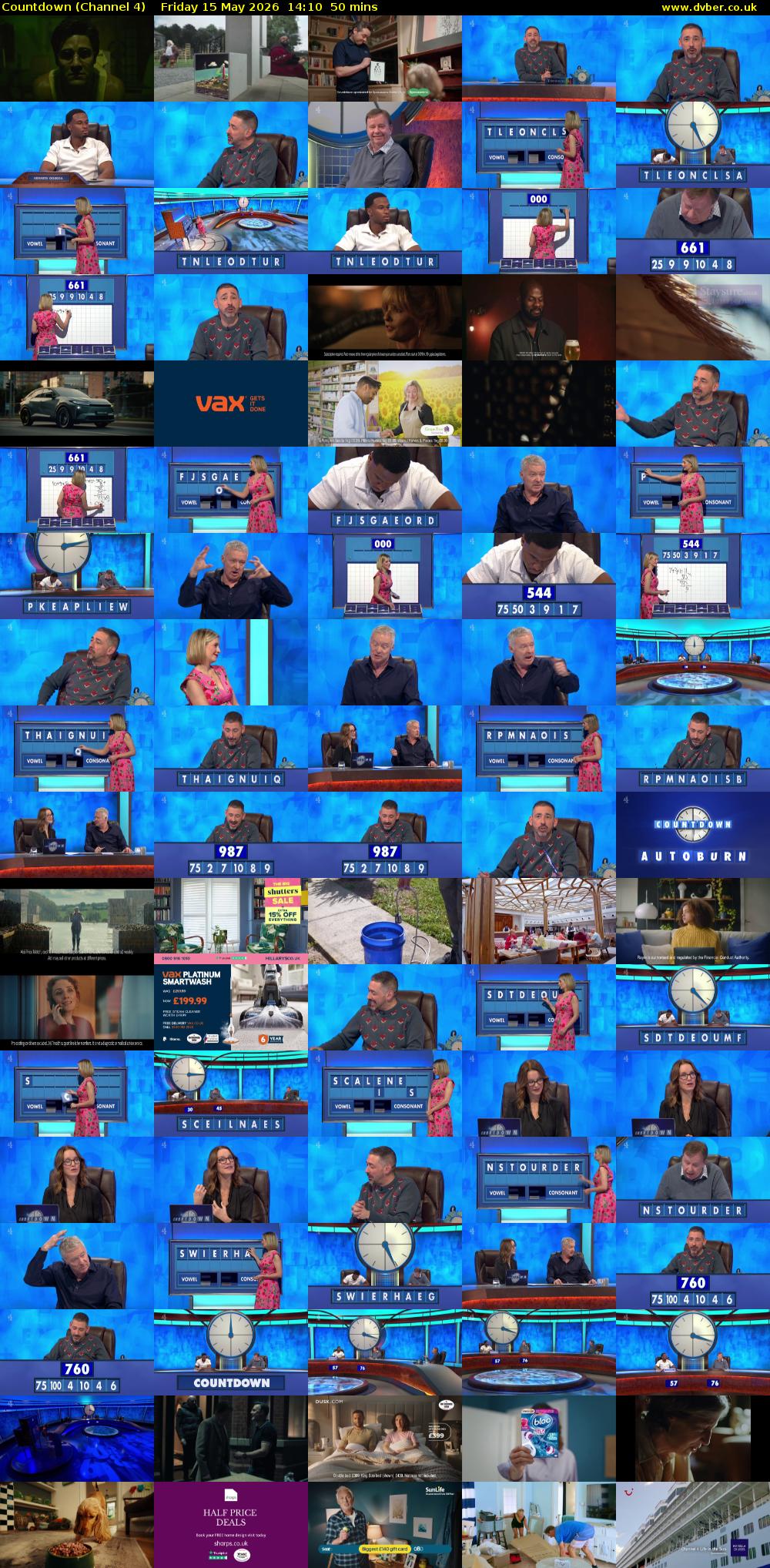 Countdown (Channel 4) Friday 15 May 2026 14:10 - 15:00