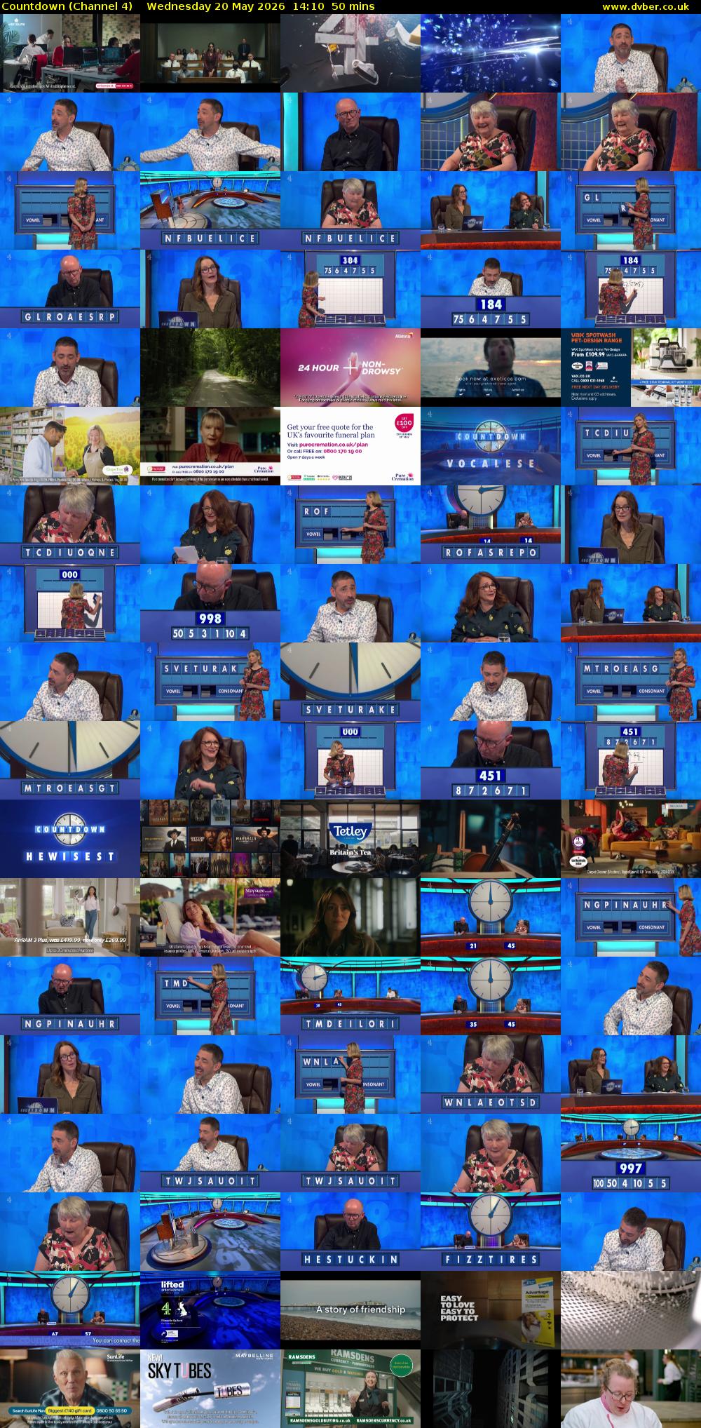 Countdown (Channel 4) Wednesday 20 May 2026 14:10 - 15:00