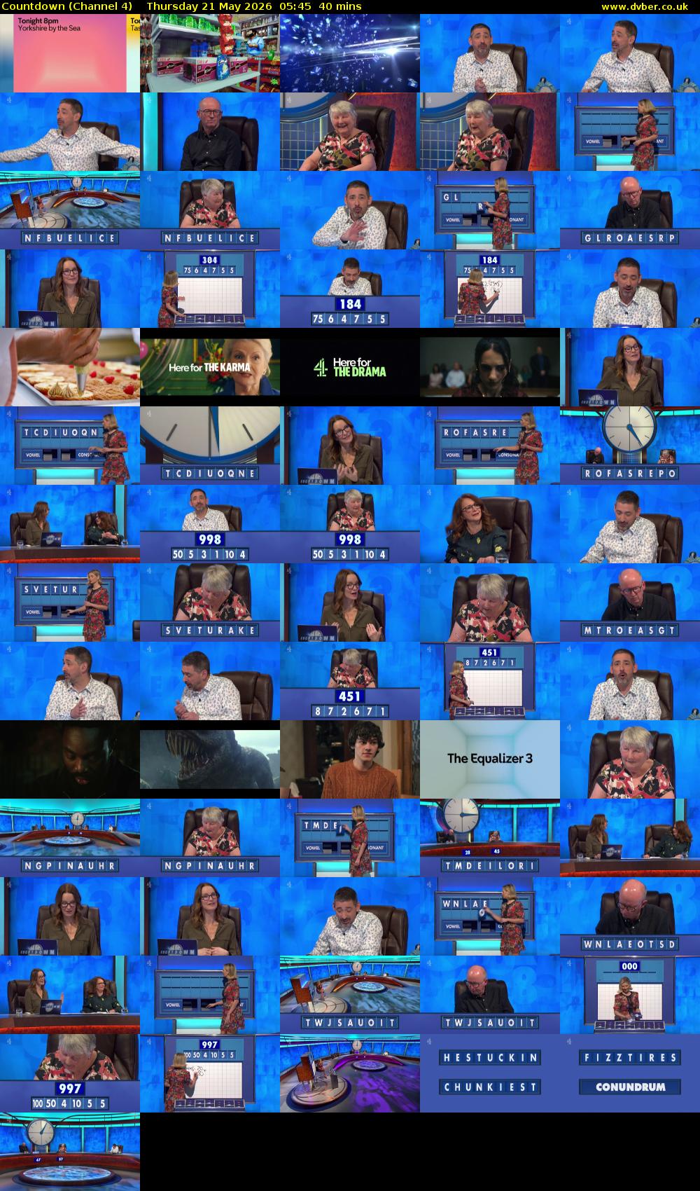 Countdown (Channel 4) Thursday 21 May 2026 05:45 - 06:25