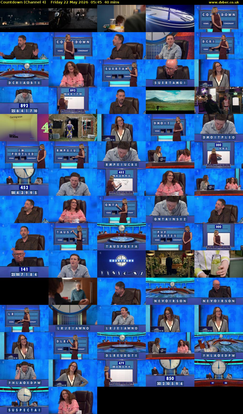 Countdown (Channel 4) Friday 22 May 2026 05:45 - 06:25