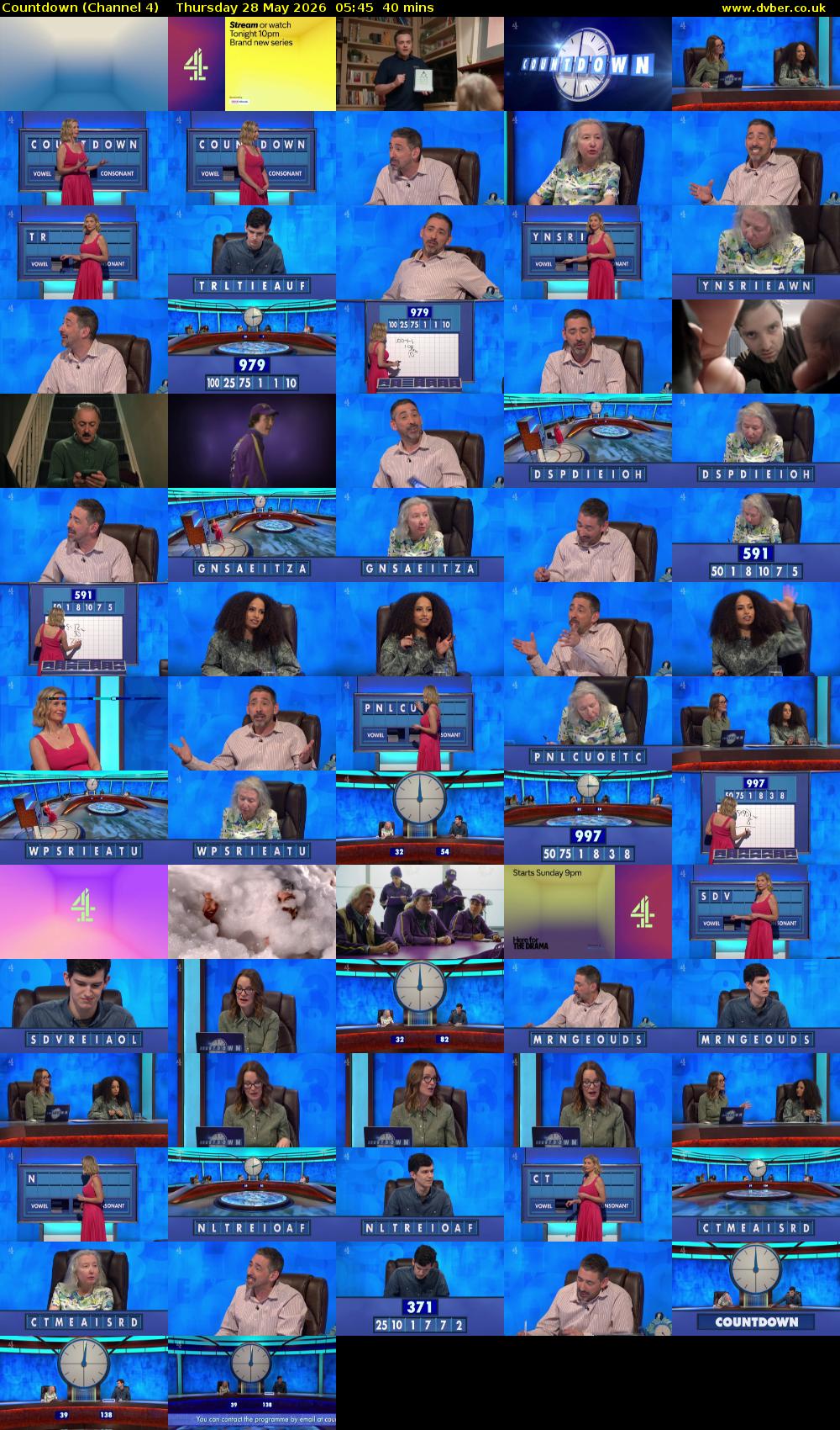 Countdown (Channel 4) Thursday 28 May 2026 05:45 - 06:25