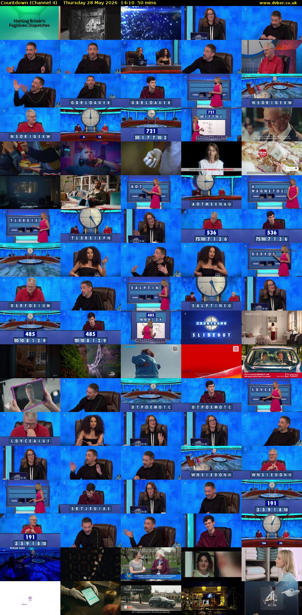 Countdown (Channel 4) Thursday 28 May 2026 14:10 - 15:00