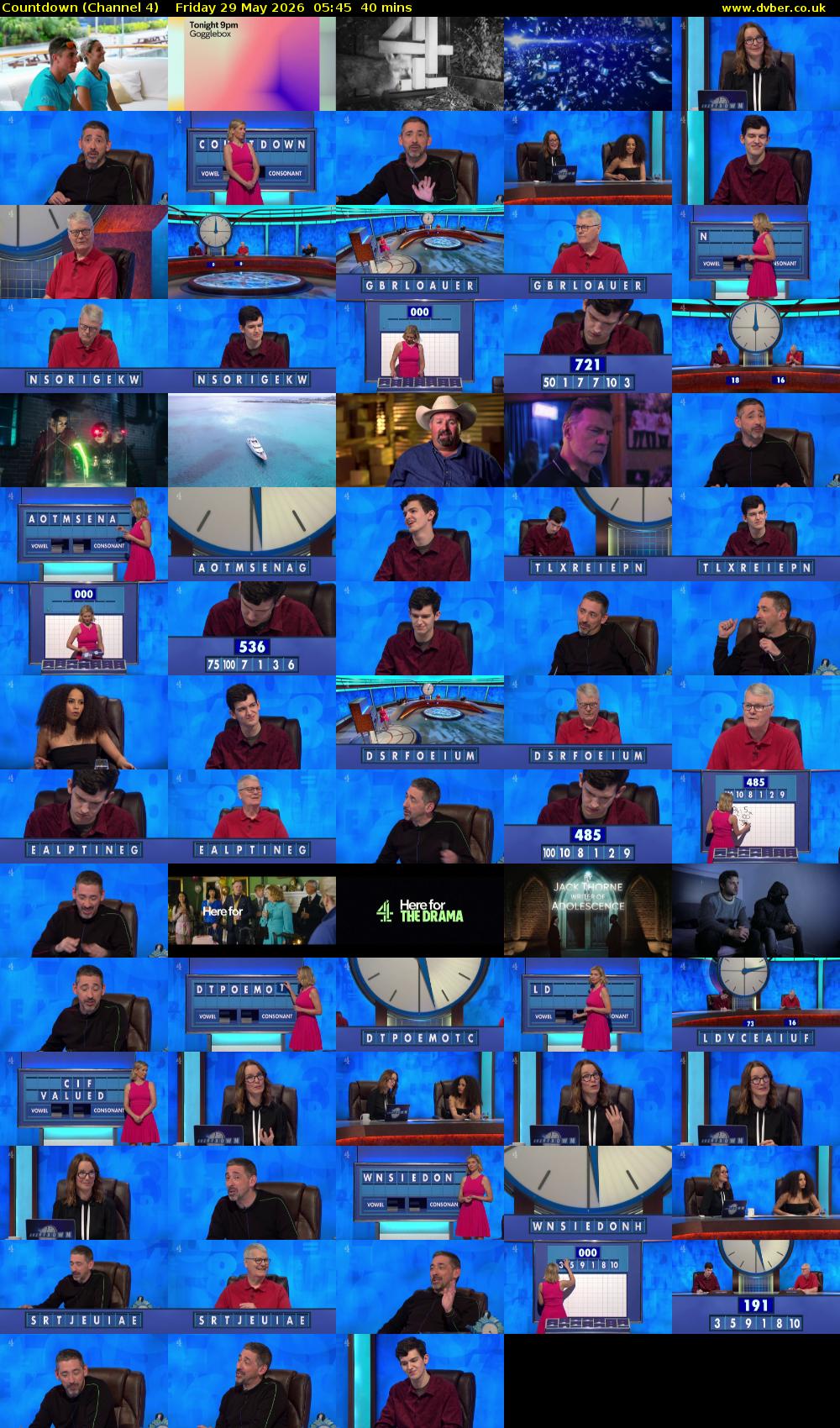 Countdown (Channel 4) Friday 29 May 2026 05:45 - 06:25
