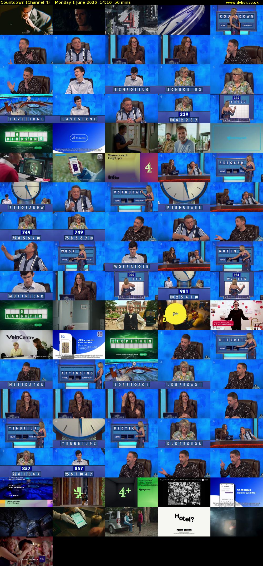 Countdown (Channel 4) Monday 1 June 2026 14:10 - 15:00