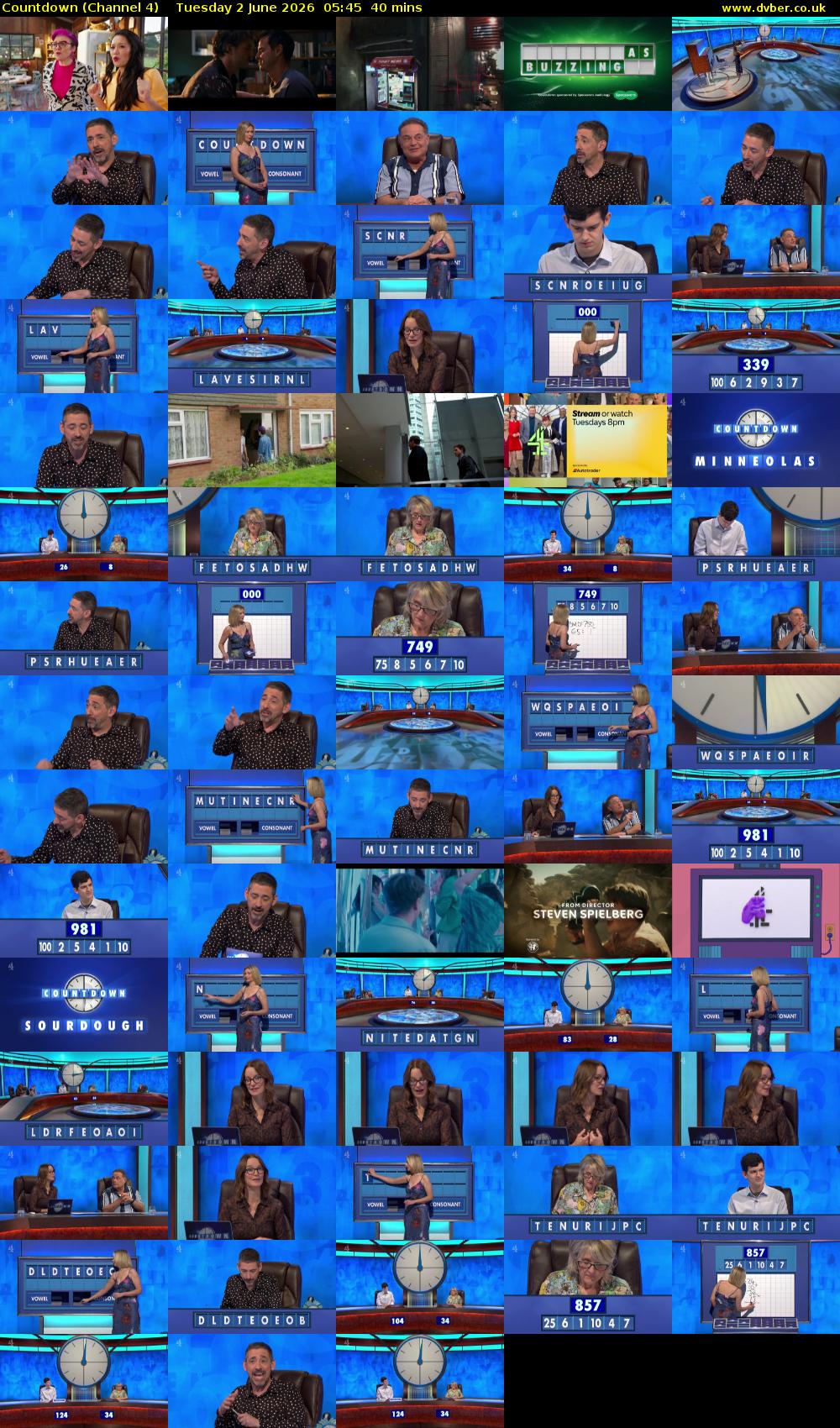 Countdown (Channel 4) Tuesday 2 June 2026 05:45 - 06:25