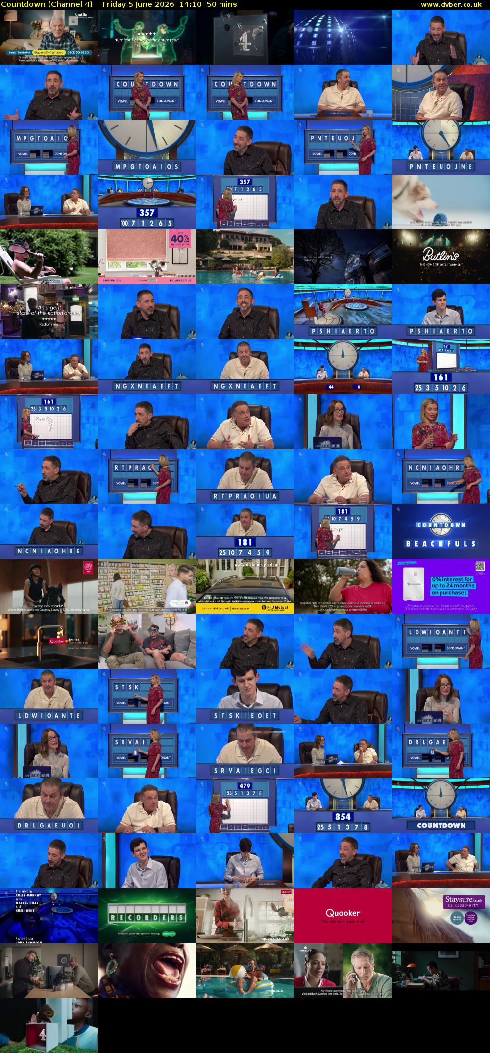 Countdown (Channel 4) Friday 5 June 2026 14:10 - 15:00