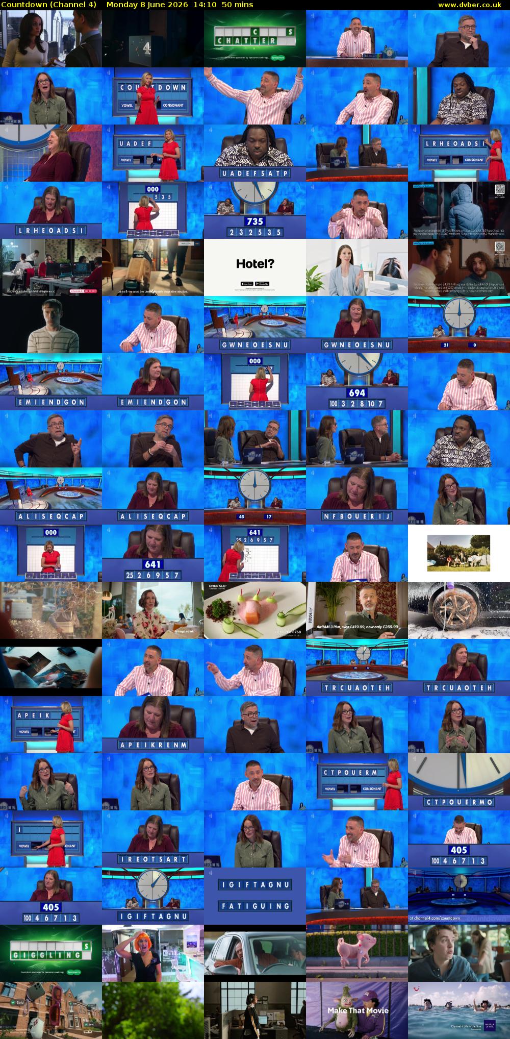 Countdown (Channel 4) Monday 8 June 2026 14:10 - 15:00