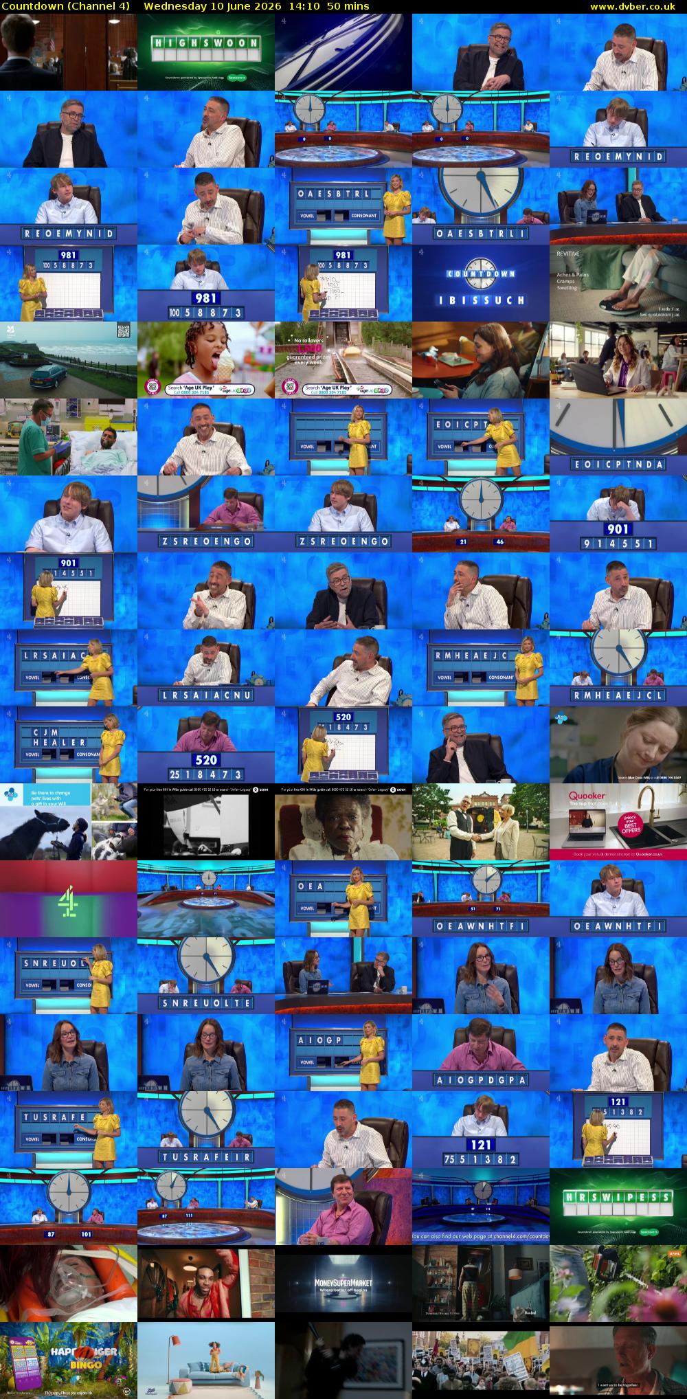 Countdown (Channel 4) Wednesday 10 June 2026 14:10 - 15:00